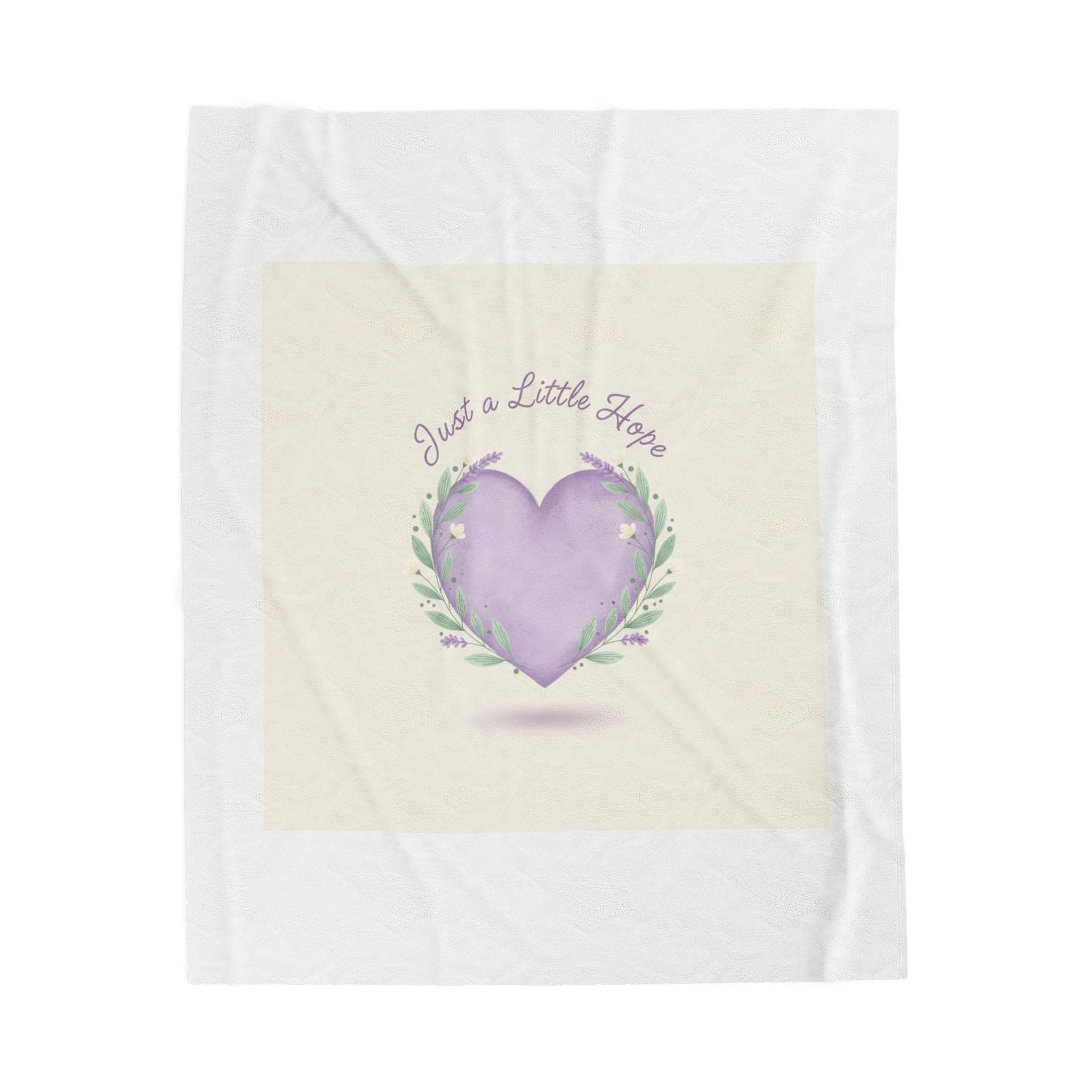 Just a Little Hope Heart, Velveteen Plush Blanket | Positive Micro-Optimism, Lavender