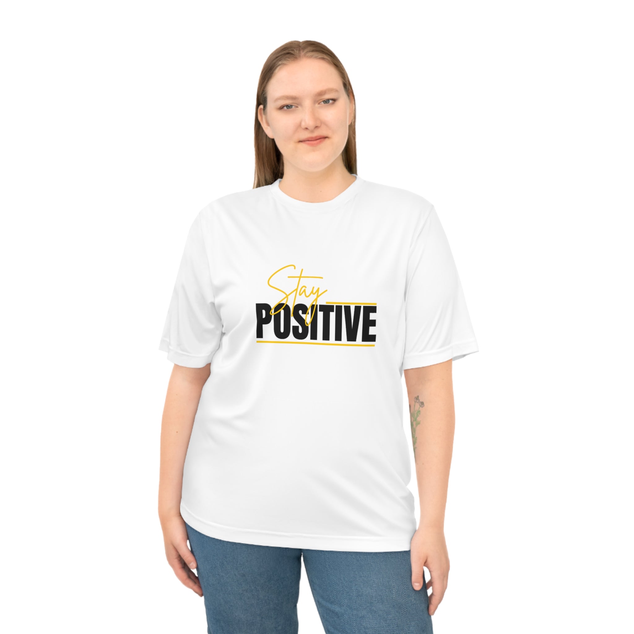 Stay Positive Unisex Performance T-shirt, Inspirational Workout Top, Motivational Tee, Fitness Gift, Affirmation Shirt