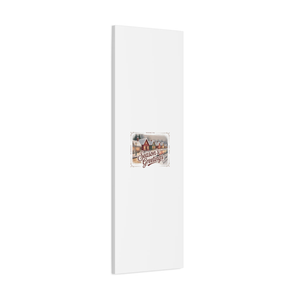 Season's Greetings Vintage Christmas Postcard Canvas | Retro Holiday Wall Art