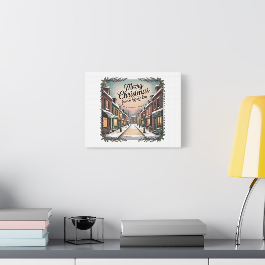 Merry Christmas Vintage Postcard Canvas | Retro Holiday Card Design