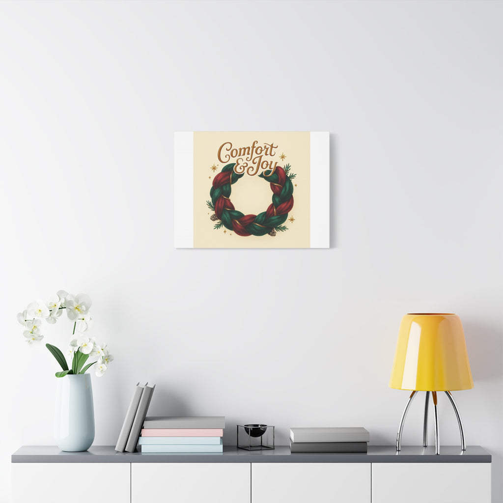 Christmas Wreath Canvas - "Comfort & Joy" Holiday Wall Art