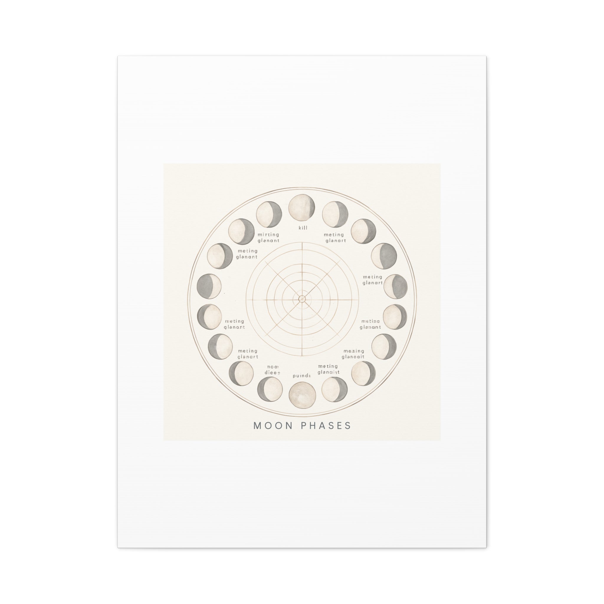 Moon Phases Canvas Print — Neutral Lunar Cycle Wall Art