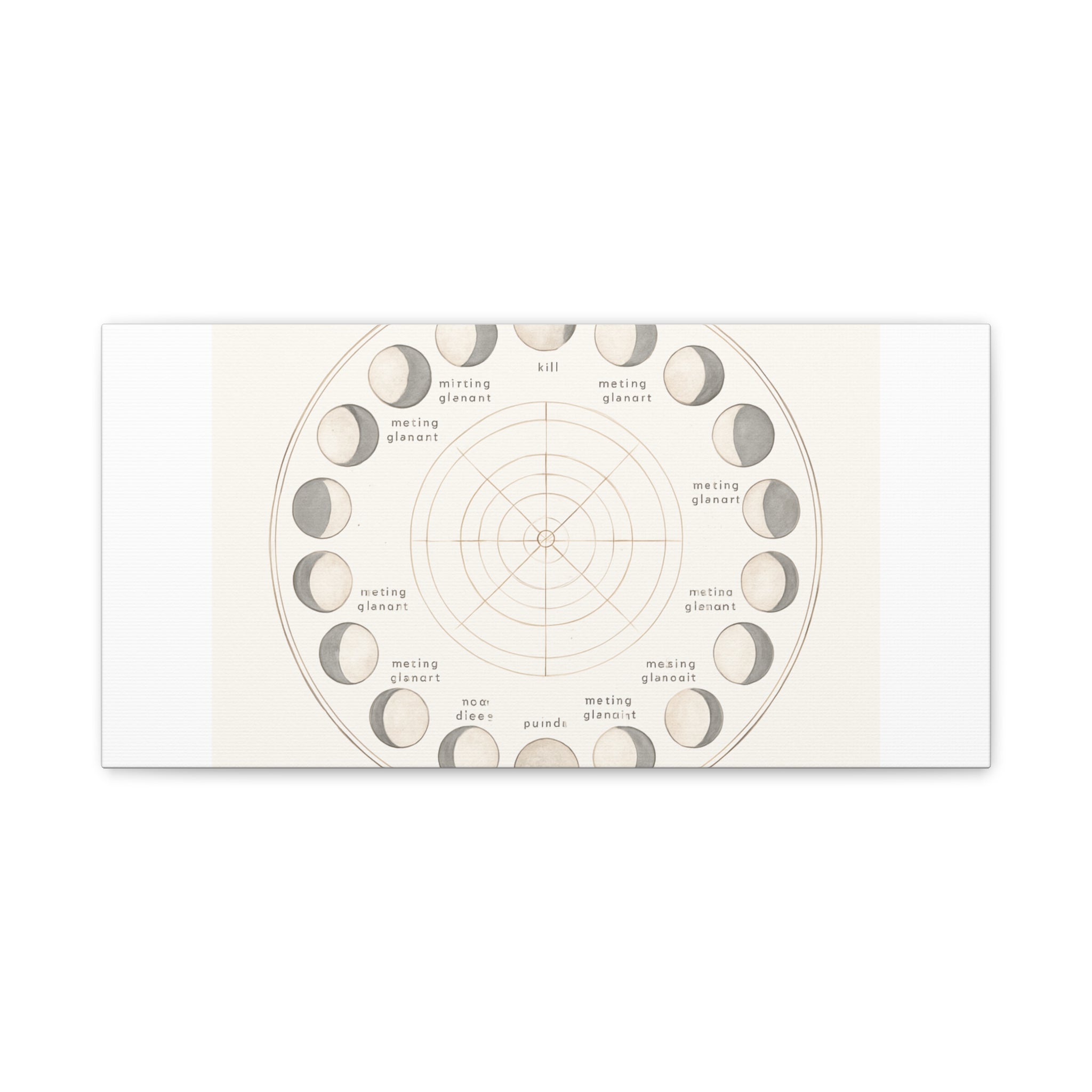 Moon Phases Canvas Print — Neutral Lunar Cycle Wall Art