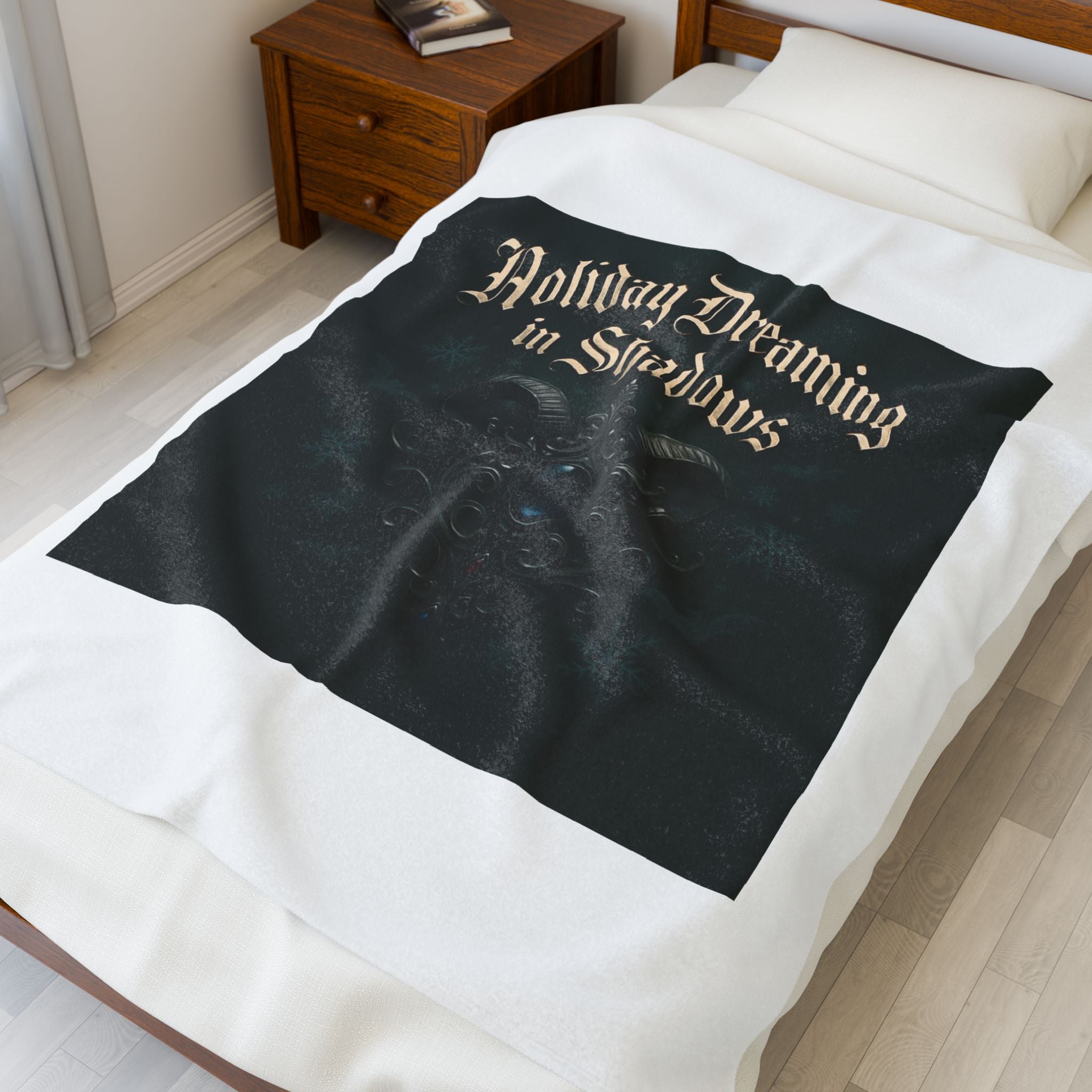 Holiday Dreaming in Shadows Velveteen Plush Blanket