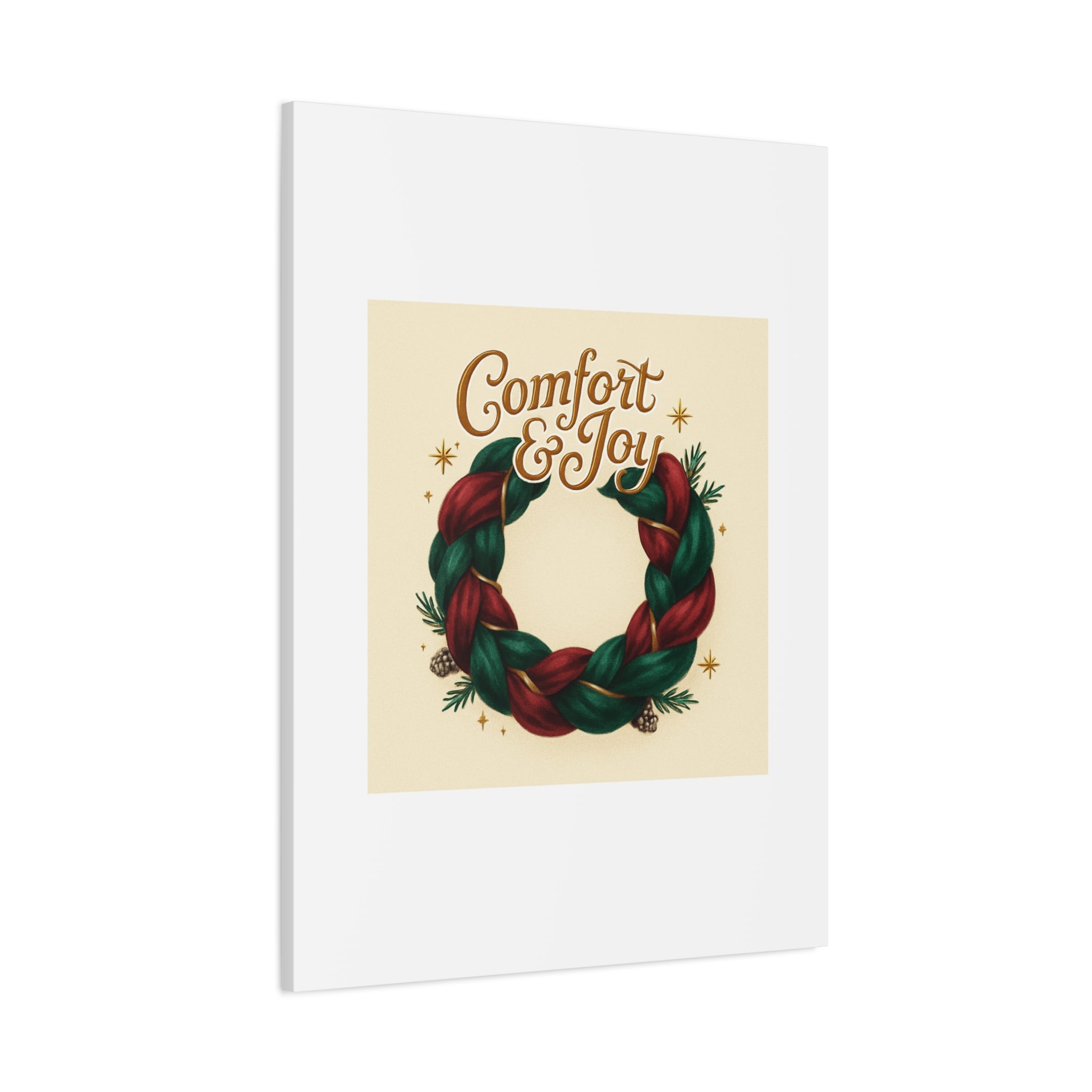 Christmas Wreath Canvas - "Comfort & Joy" Holiday Wall Art