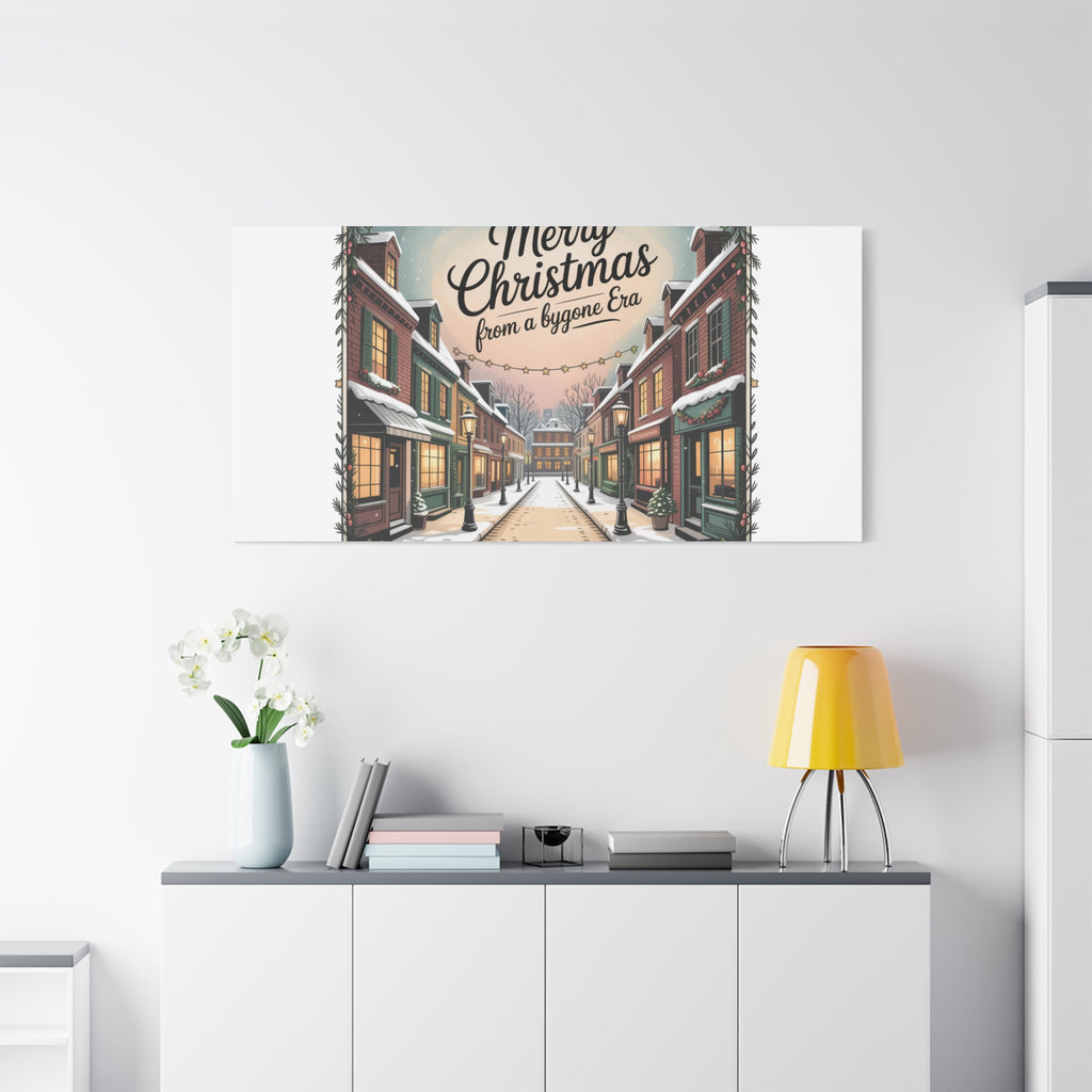 Merry Christmas Vintage Postcard Canvas | Retro Holiday Card Design