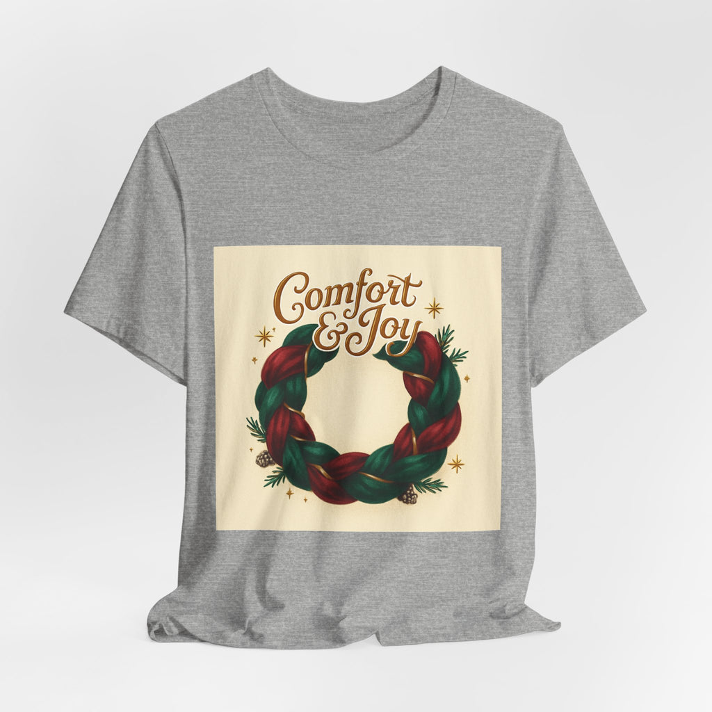 Comfort & Joy Wreath T-Shirt — Retro Holiday Christmas Tee