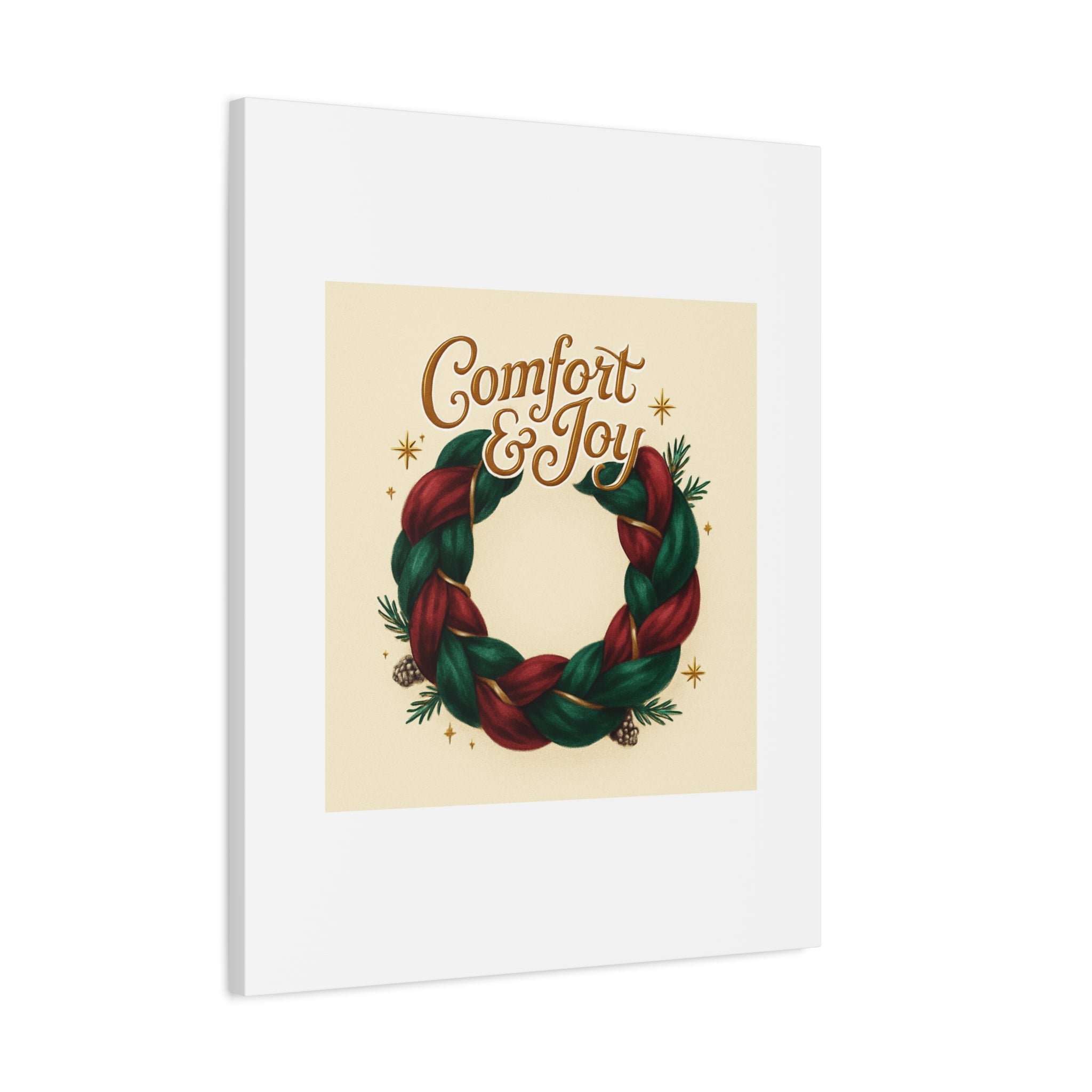Christmas Wreath Canvas - "Comfort & Joy" Holiday Wall Art