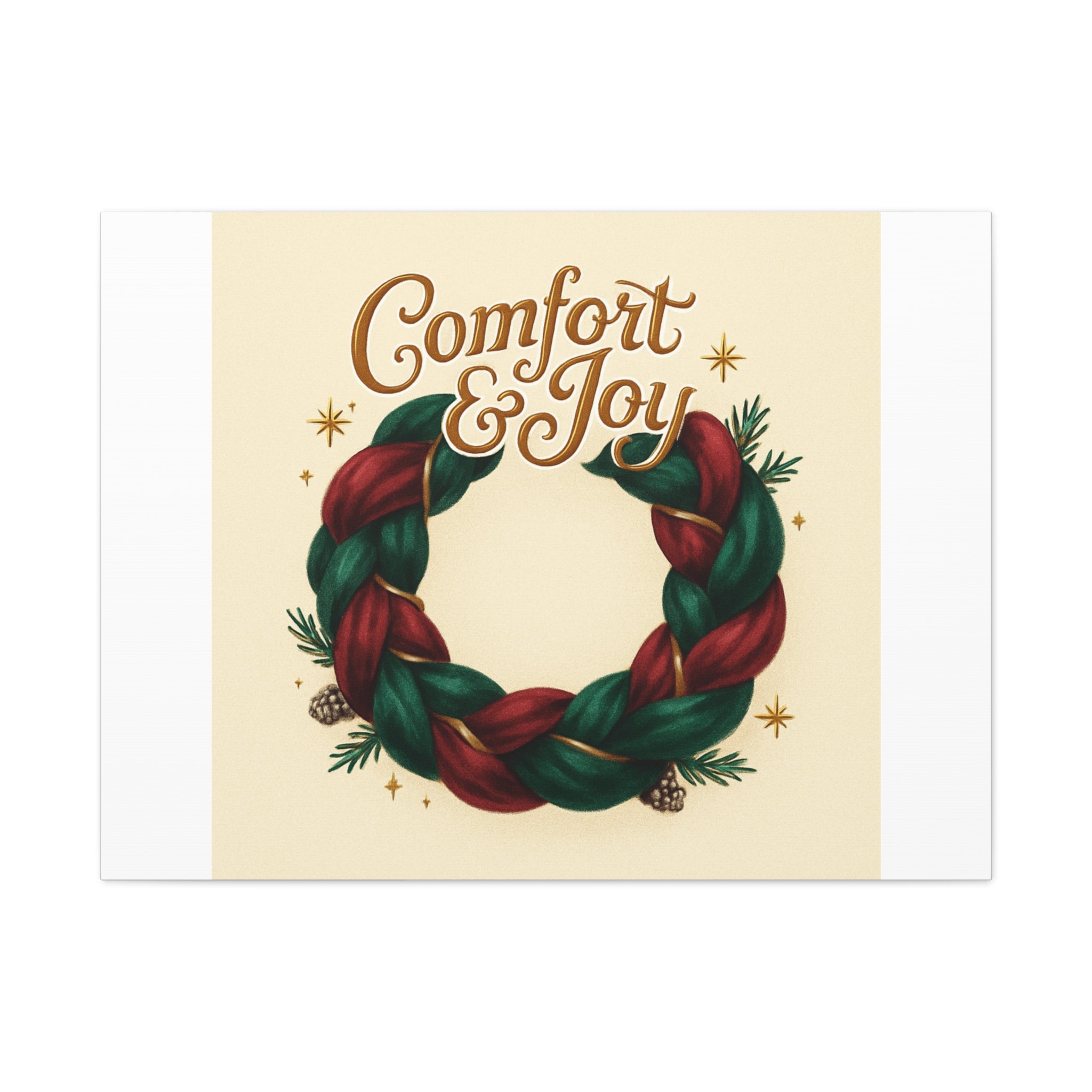 Christmas Wreath Canvas - "Comfort & Joy" Holiday Wall Art