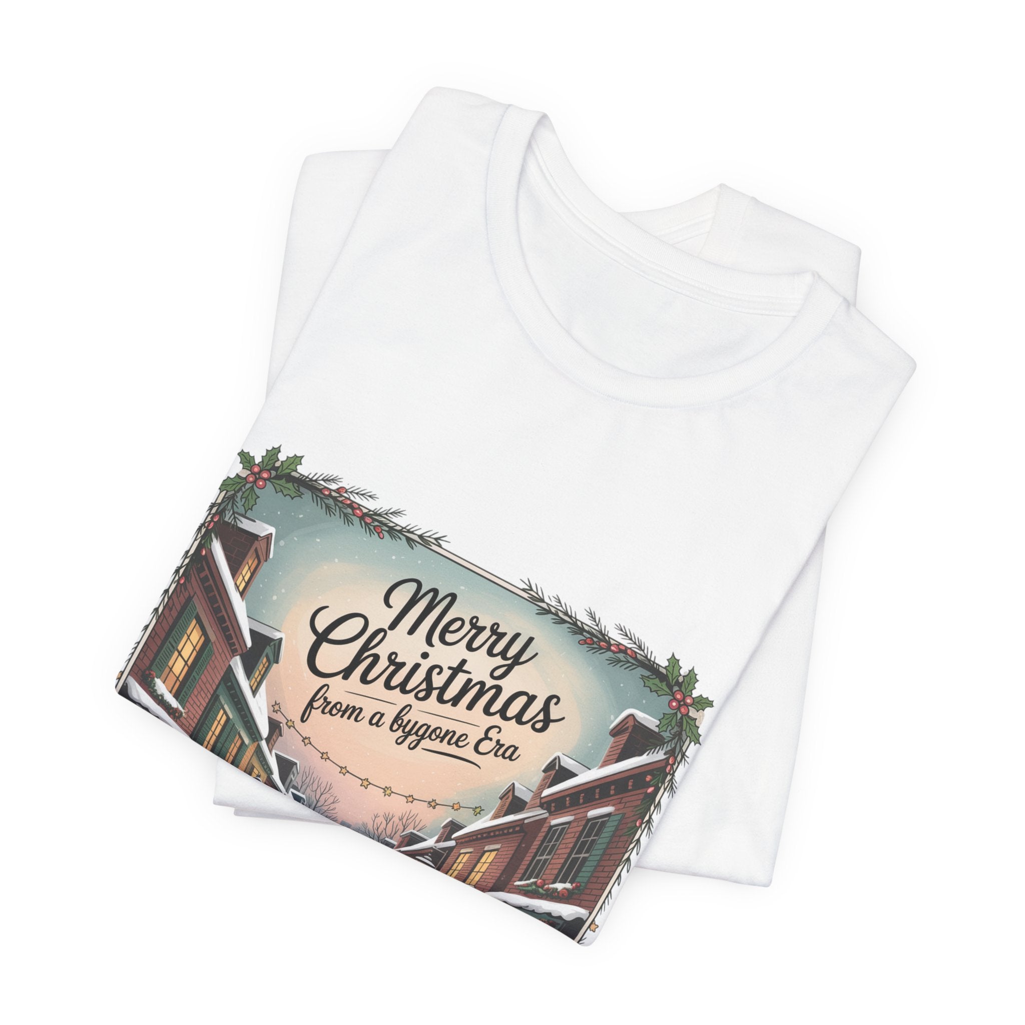 Merry Christmas Vintage Postcard Tee | Retro Holiday Card Design