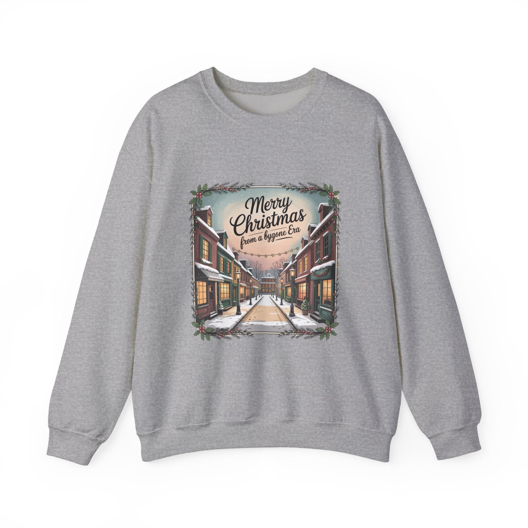 Vintage Christmas Postcard Sweatshirt | retro holiday card design, sepia holiday