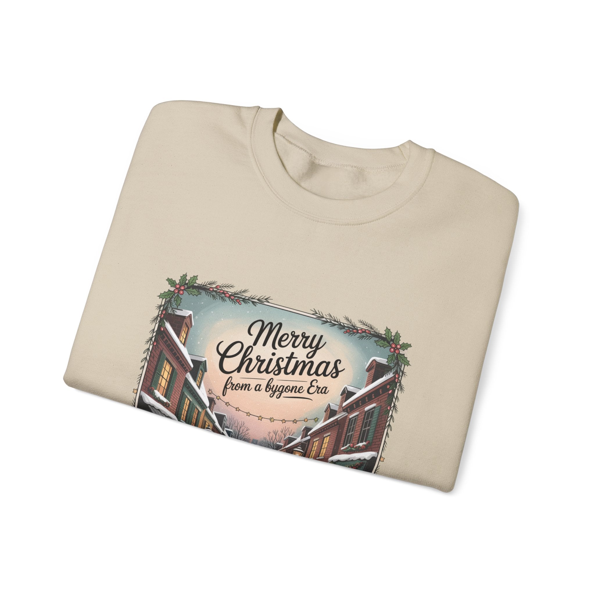 Vintage Christmas Postcard Sweatshirt | retro holiday card design, sepia holiday