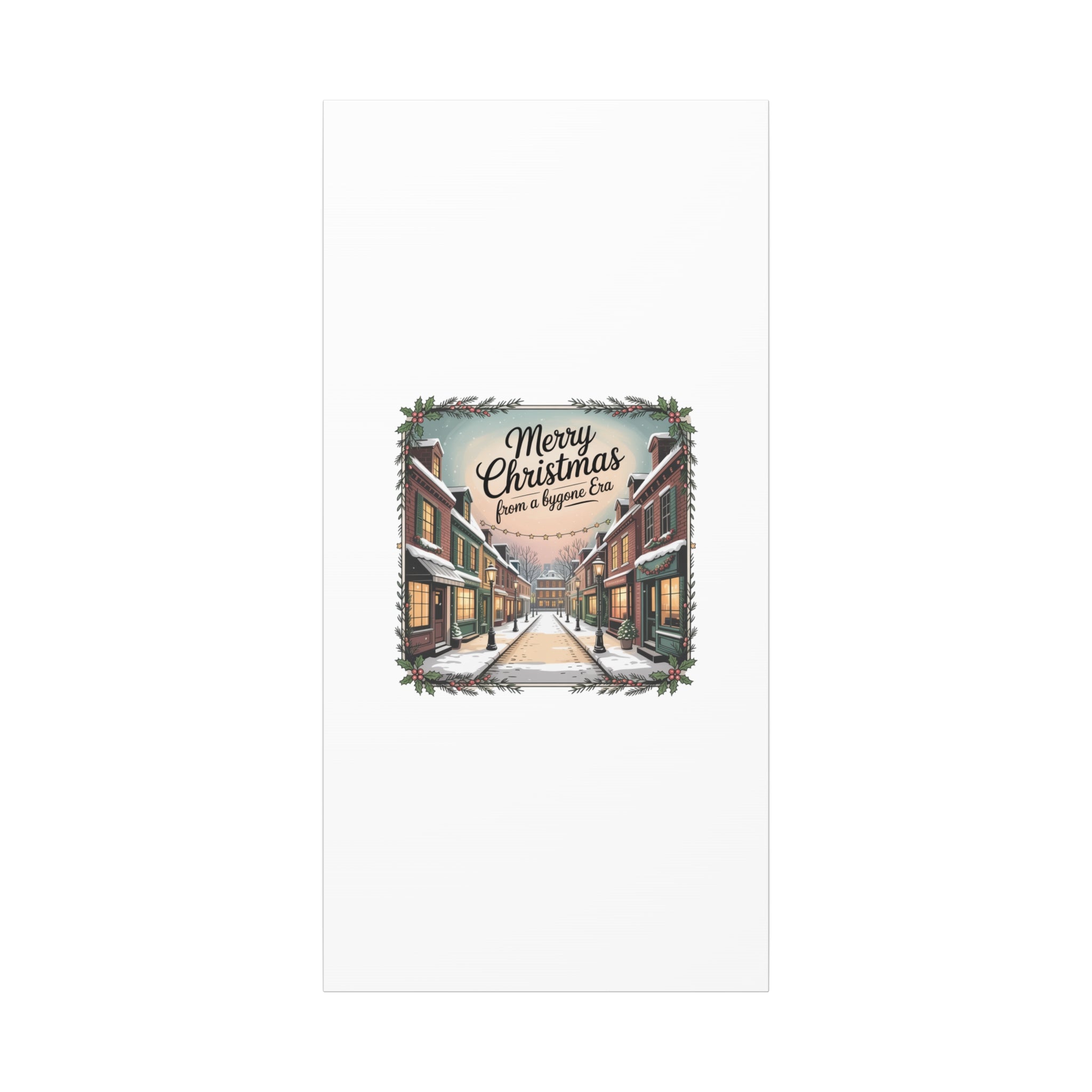 Merry Christmas Vintage Postcard Canvas | Retro Holiday Card Design
