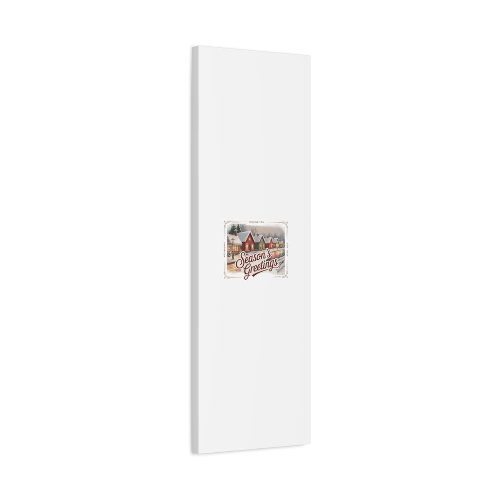Season's Greetings Vintage Christmas Postcard Canvas | Retro Holiday Wall Art