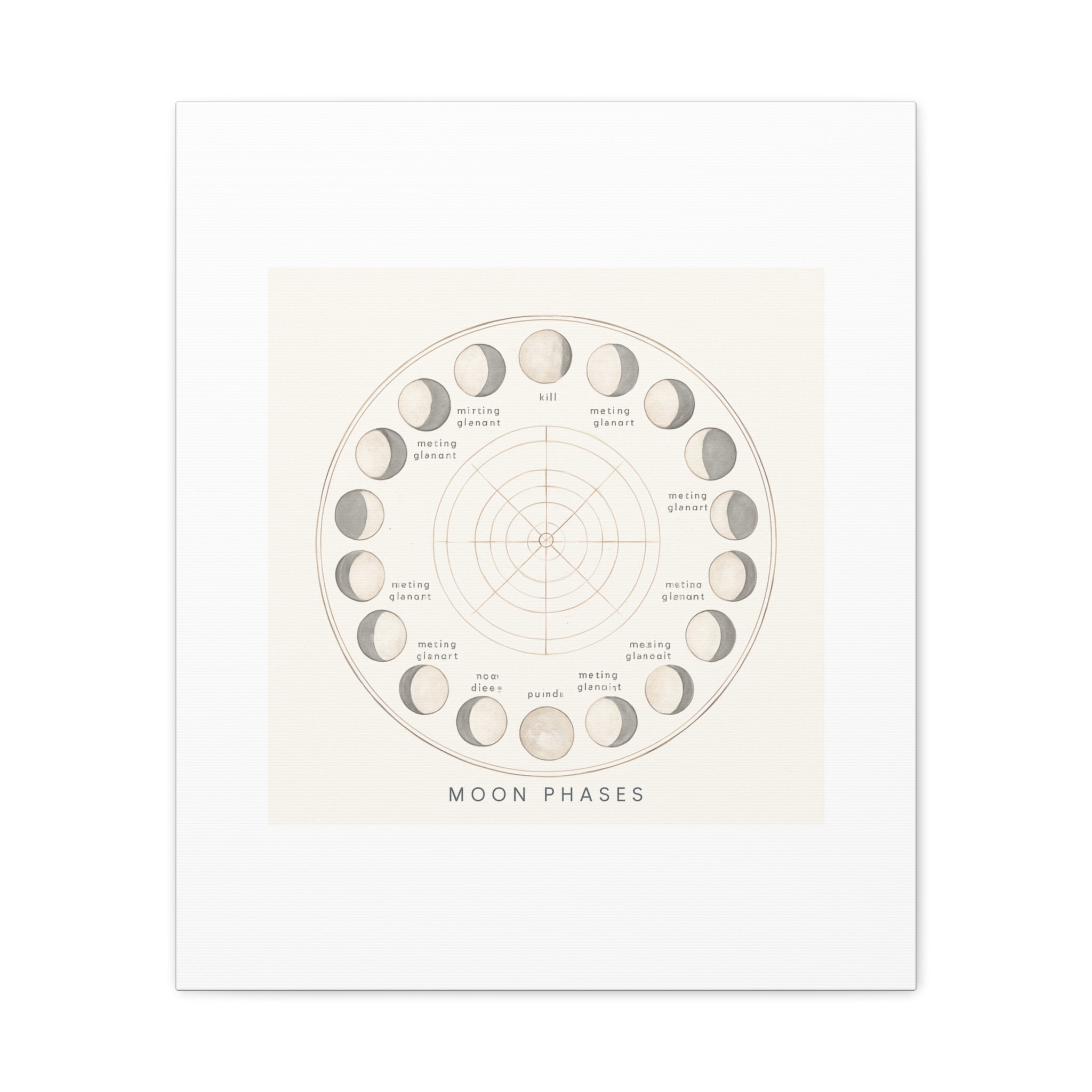 Moon Phases Canvas Print — Neutral Lunar Cycle Wall Art