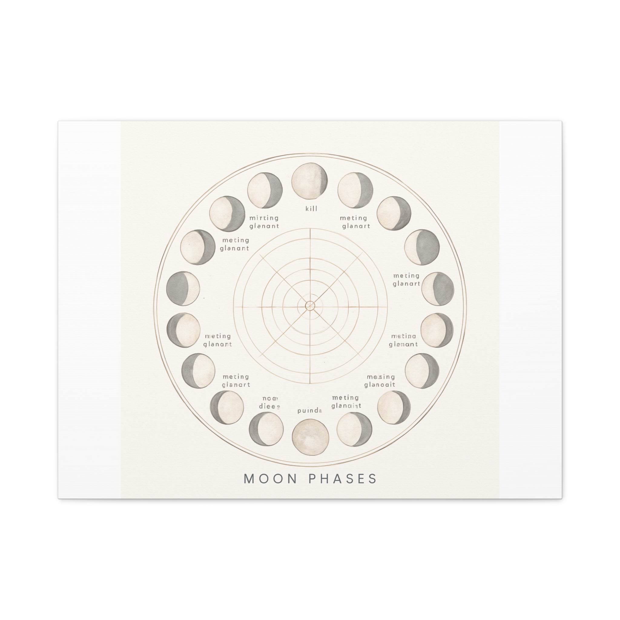 Moon Phases Canvas Print — Neutral Lunar Cycle Wall Art