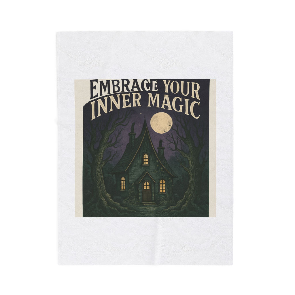 Velveteen Plush Blanket — "Embrace Your Inner Magic" Cottage Moonlight Throw