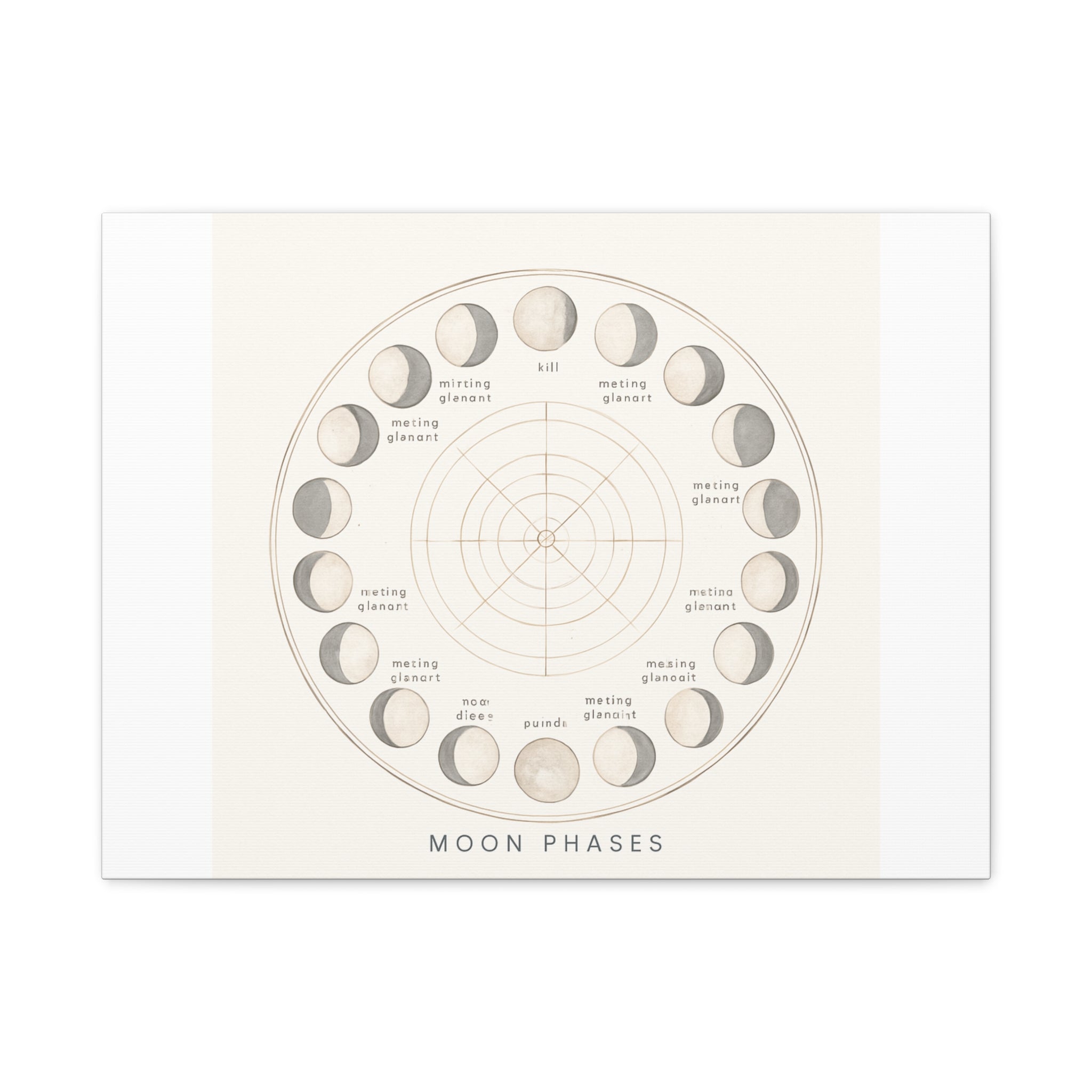 Moon Phases Canvas Print — Neutral Lunar Cycle Wall Art