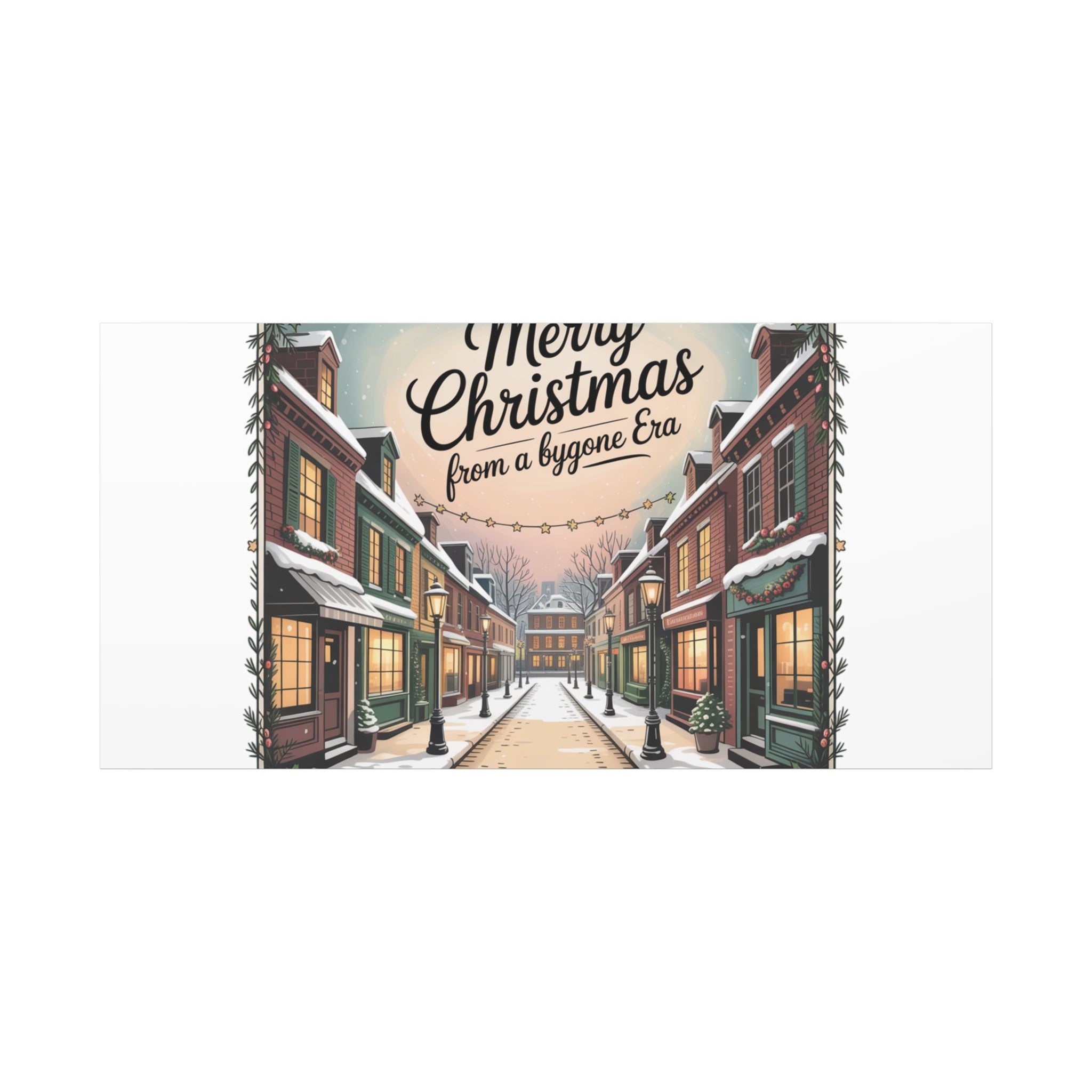 Merry Christmas Vintage Postcard Canvas | Retro Holiday Card Design