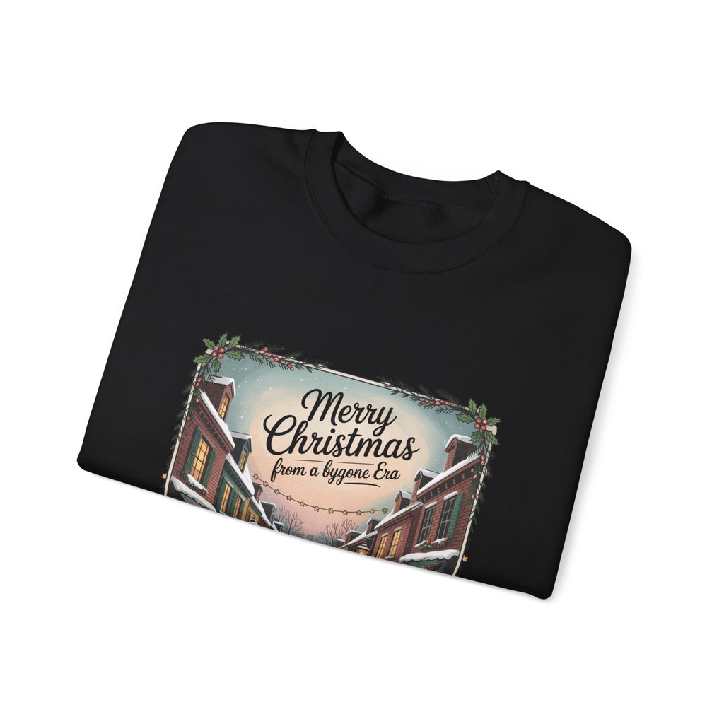 Vintage Christmas Postcard Sweatshirt | retro holiday card design, sepia holiday