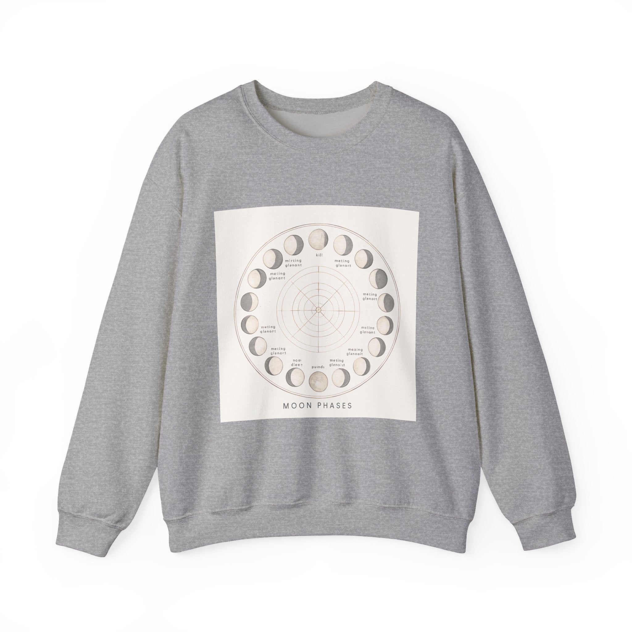 Moon Phases Sweatshirt — Lunar Cycle Graphic Crewneck