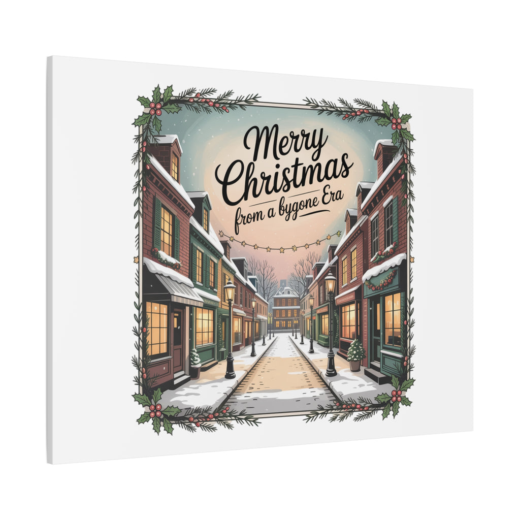 Merry Christmas Vintage Postcard Canvas | Retro Holiday Card Design