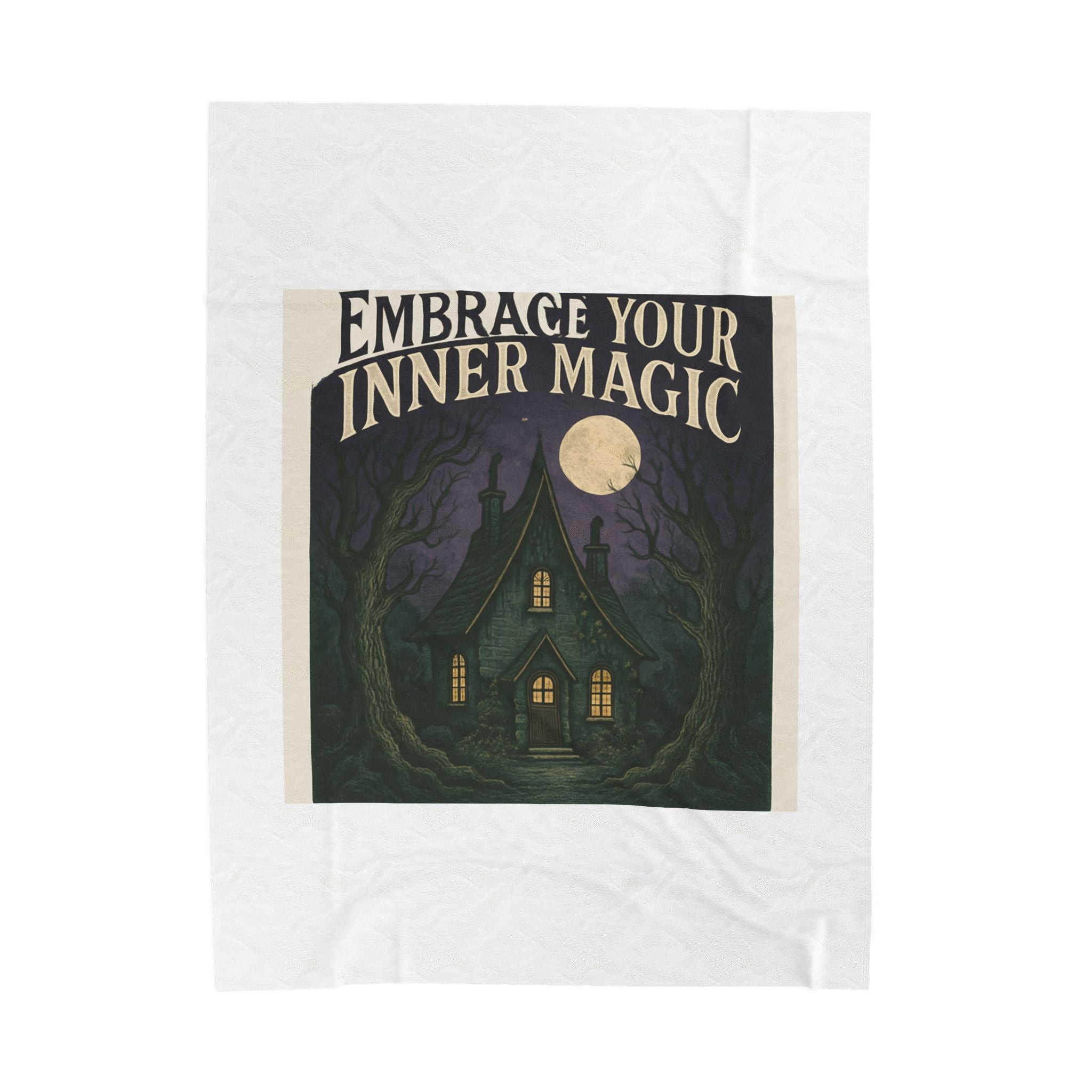 Velveteen Plush Blanket — "Embrace Your Inner Magic" Cottage Moonlight Throw