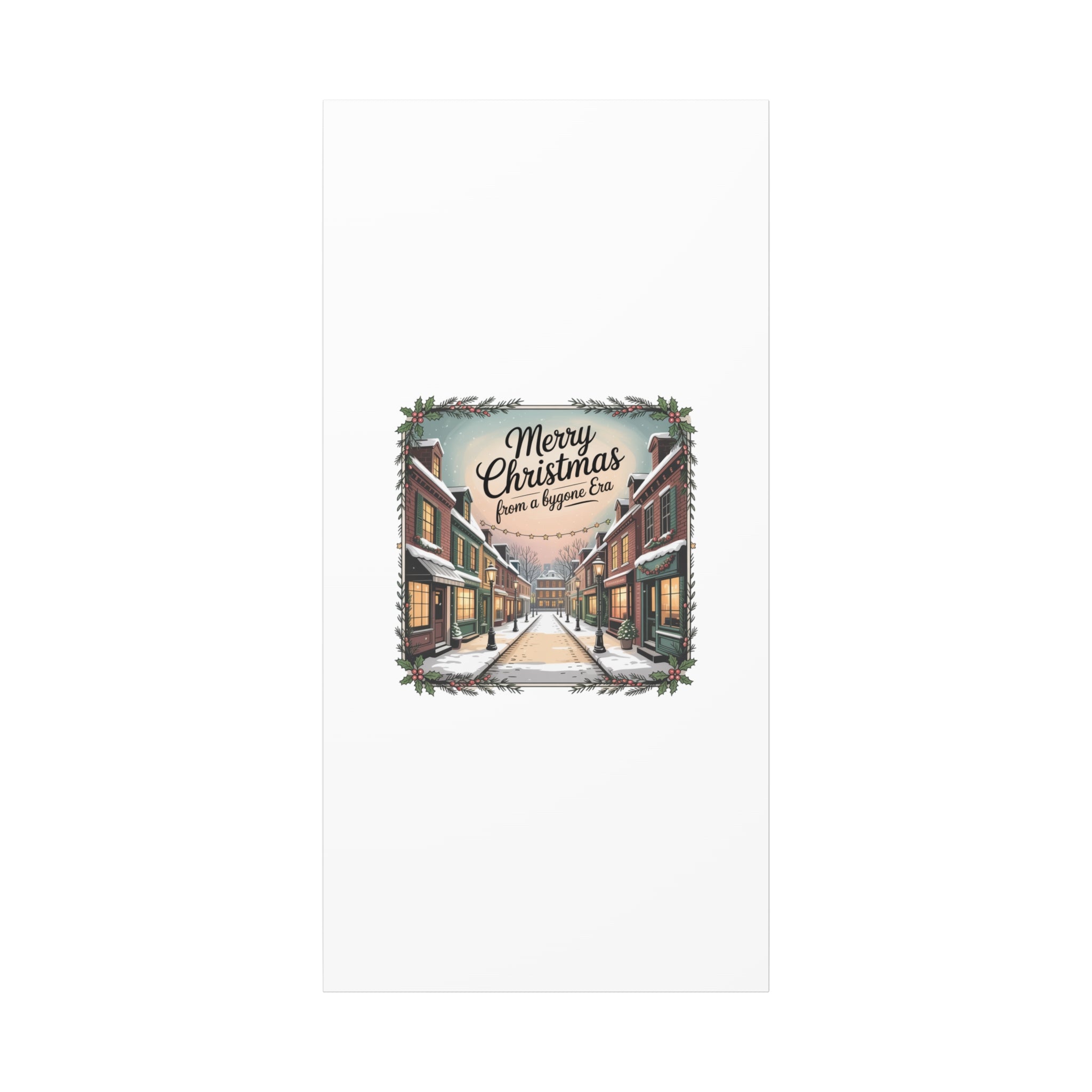 Merry Christmas Vintage Postcard Canvas | Retro Holiday Card Design