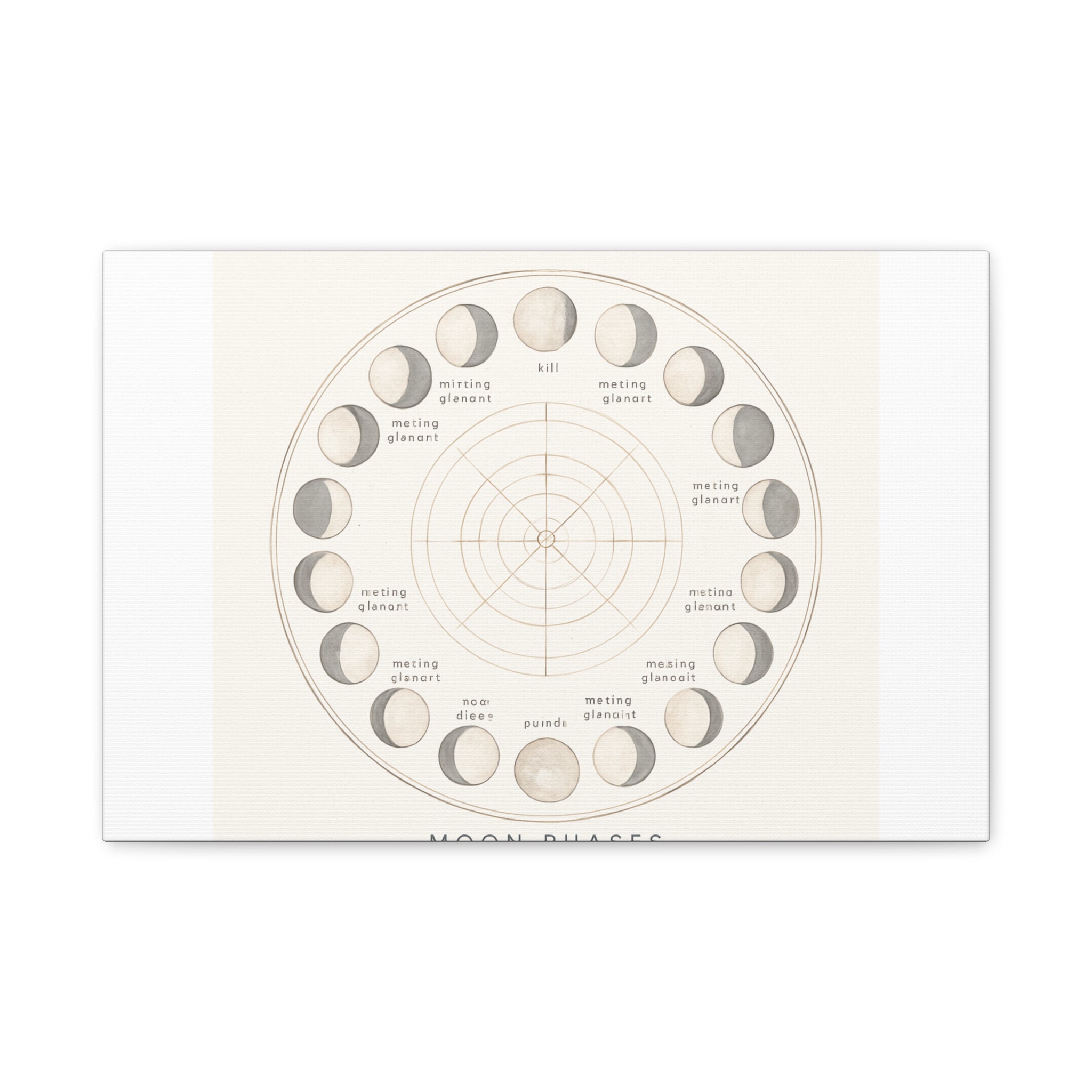 Moon Phases Canvas Print — Neutral Lunar Cycle Wall Art