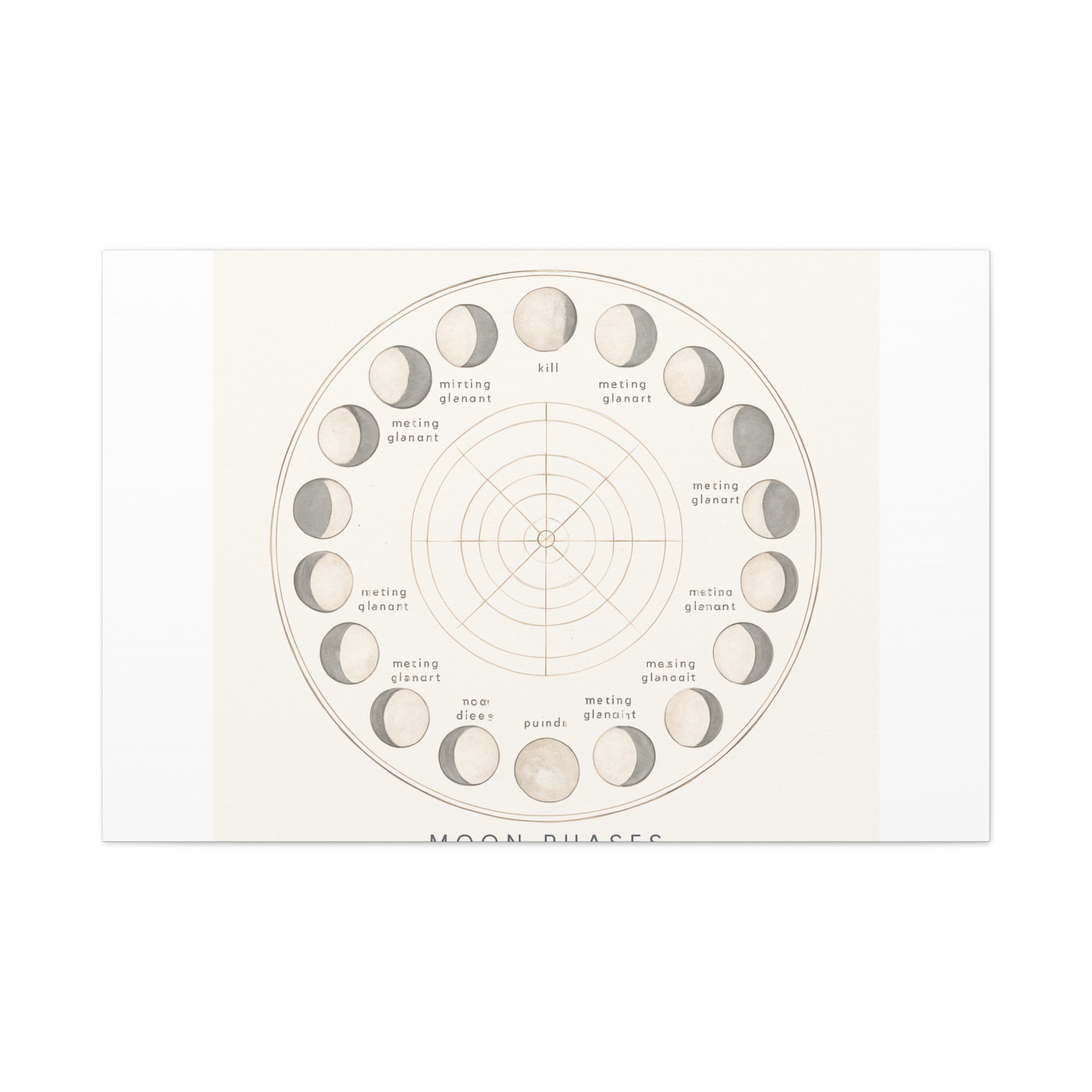 Moon Phases Canvas Print — Neutral Lunar Cycle Wall Art