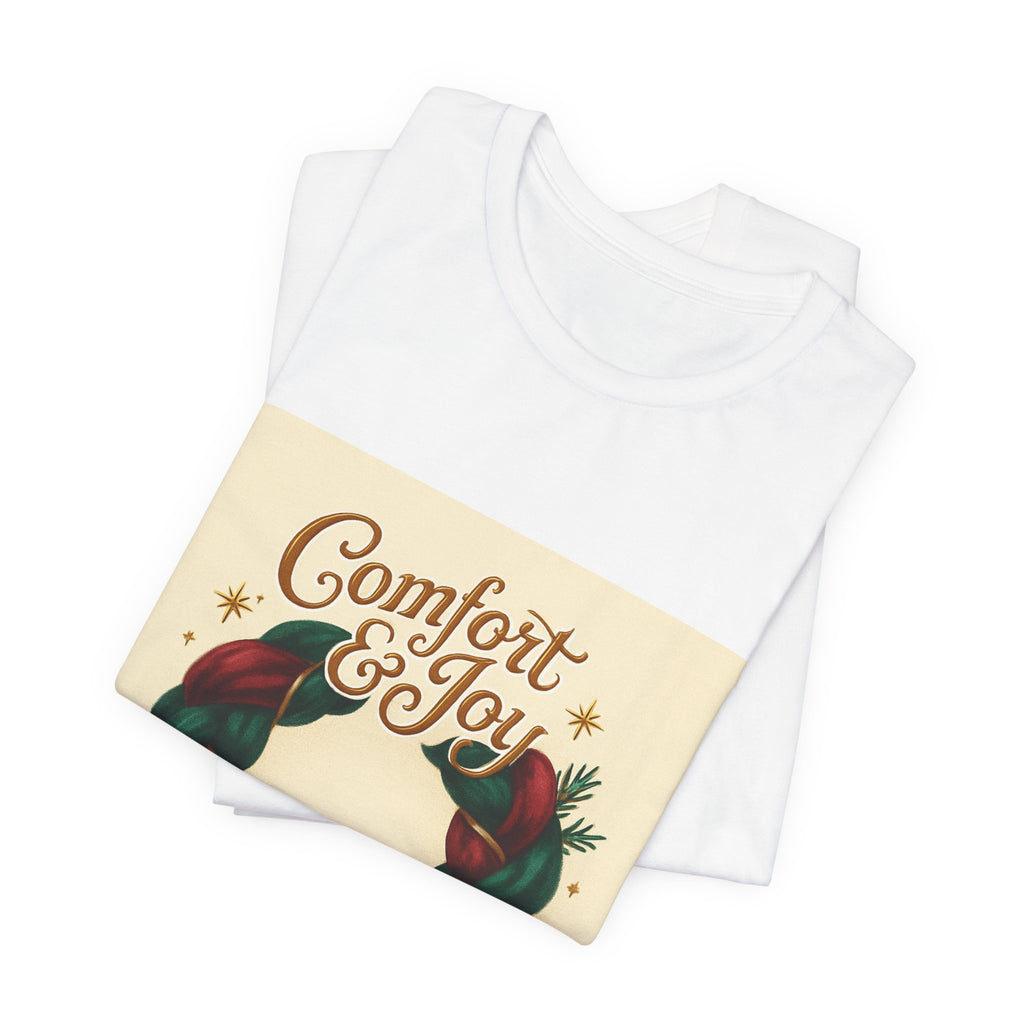 Comfort & Joy Wreath T-Shirt — Retro Holiday Christmas Tee