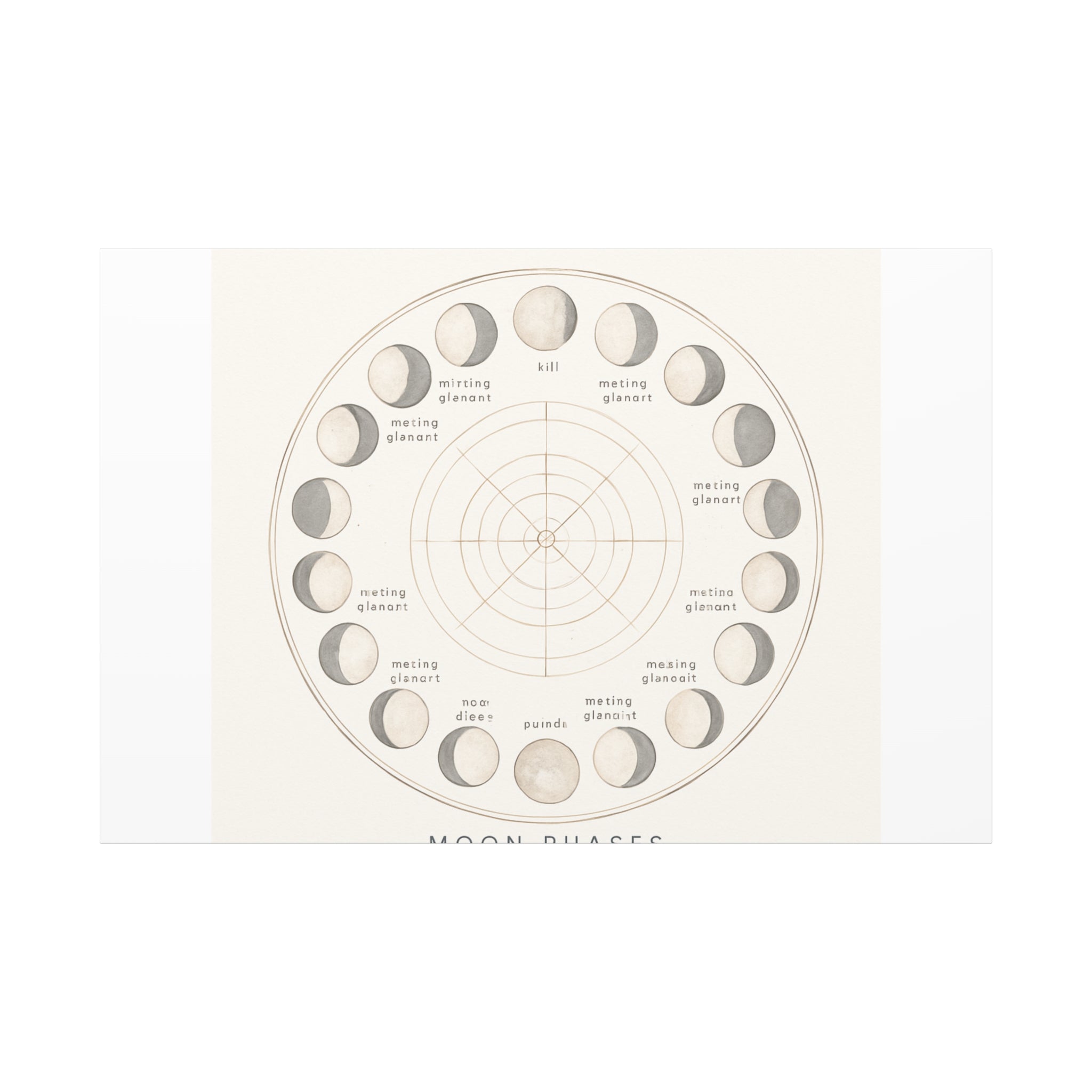 Moon Phases Canvas Print — Neutral Lunar Cycle Wall Art
