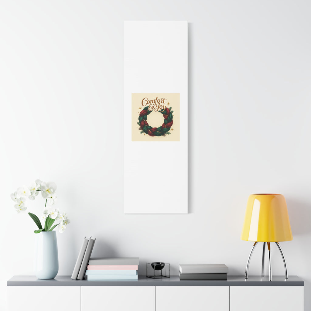 Christmas Wreath Canvas - "Comfort & Joy" Holiday Wall Art