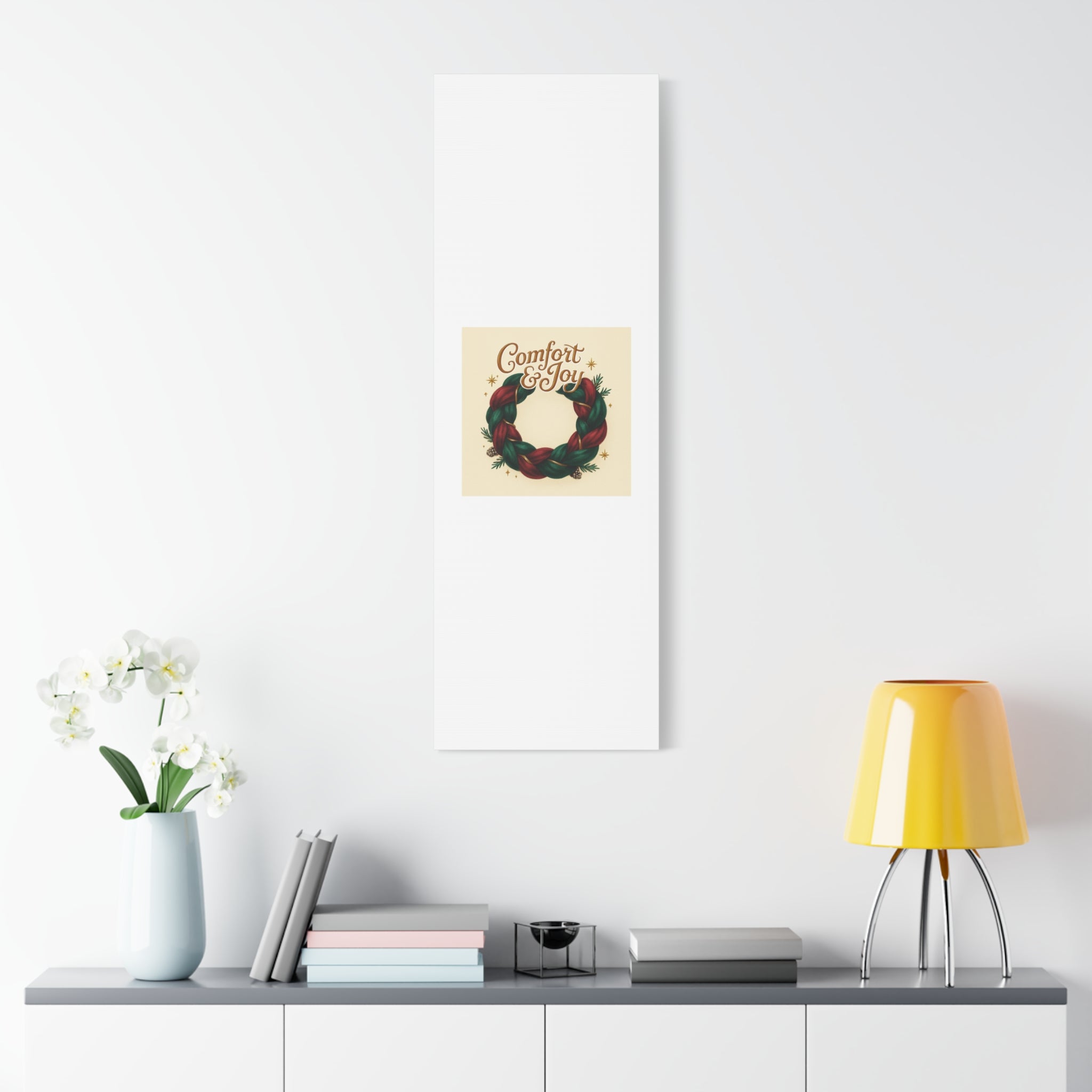 Christmas Wreath Canvas - "Comfort & Joy" Holiday Wall Art