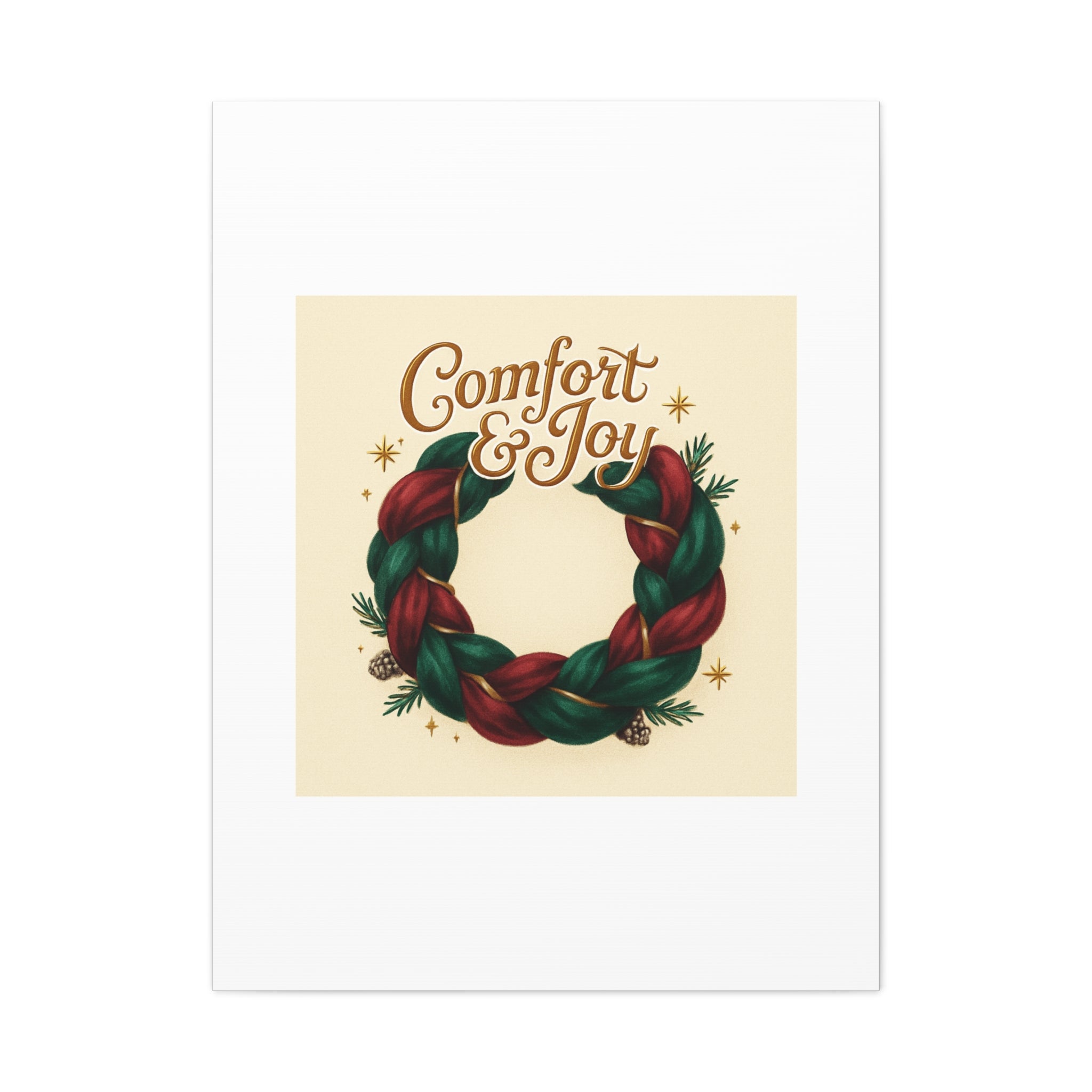 Christmas Wreath Canvas - "Comfort & Joy" Holiday Wall Art