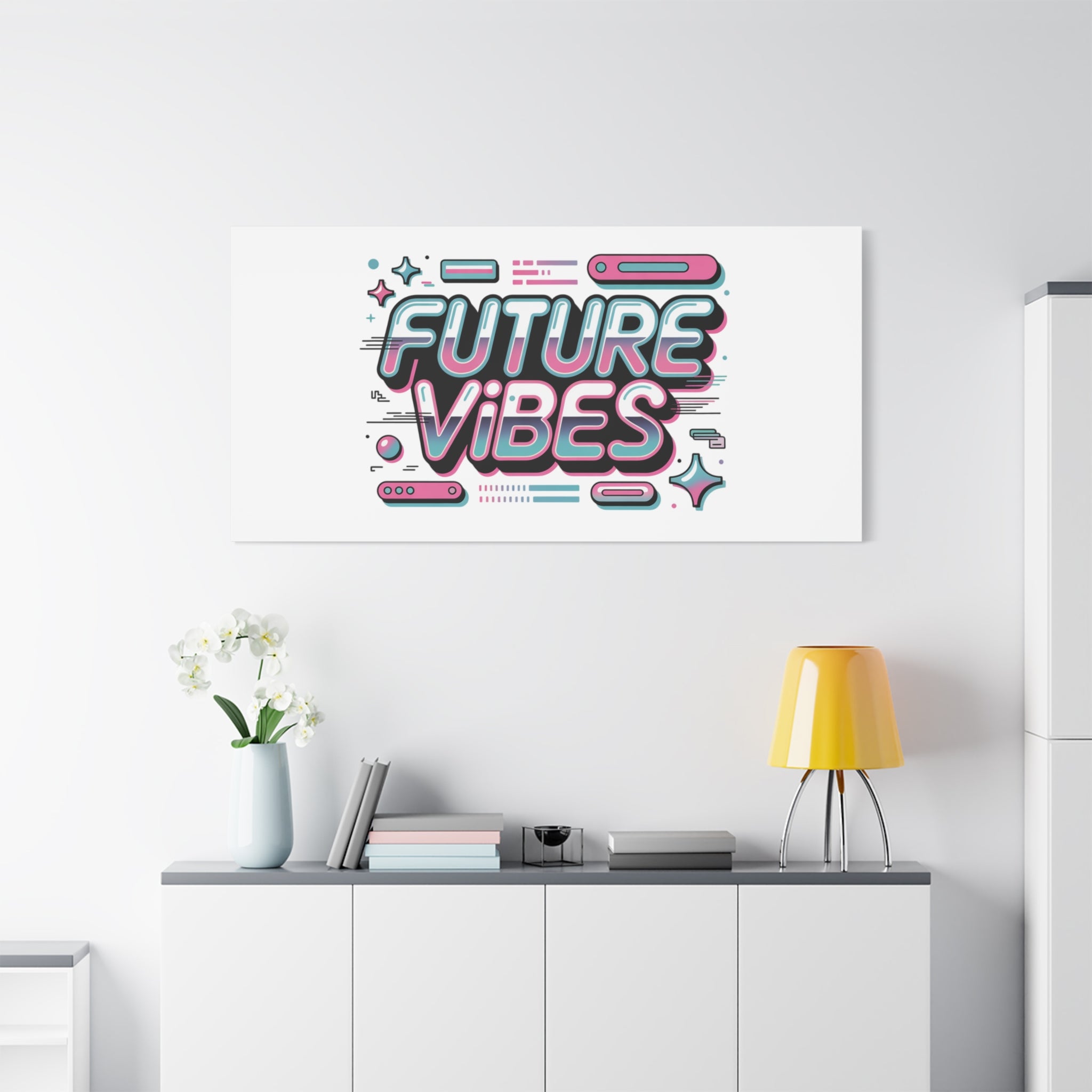 Future Vibes Canvas | Y2K Cyber Holo, Retro Tech Print