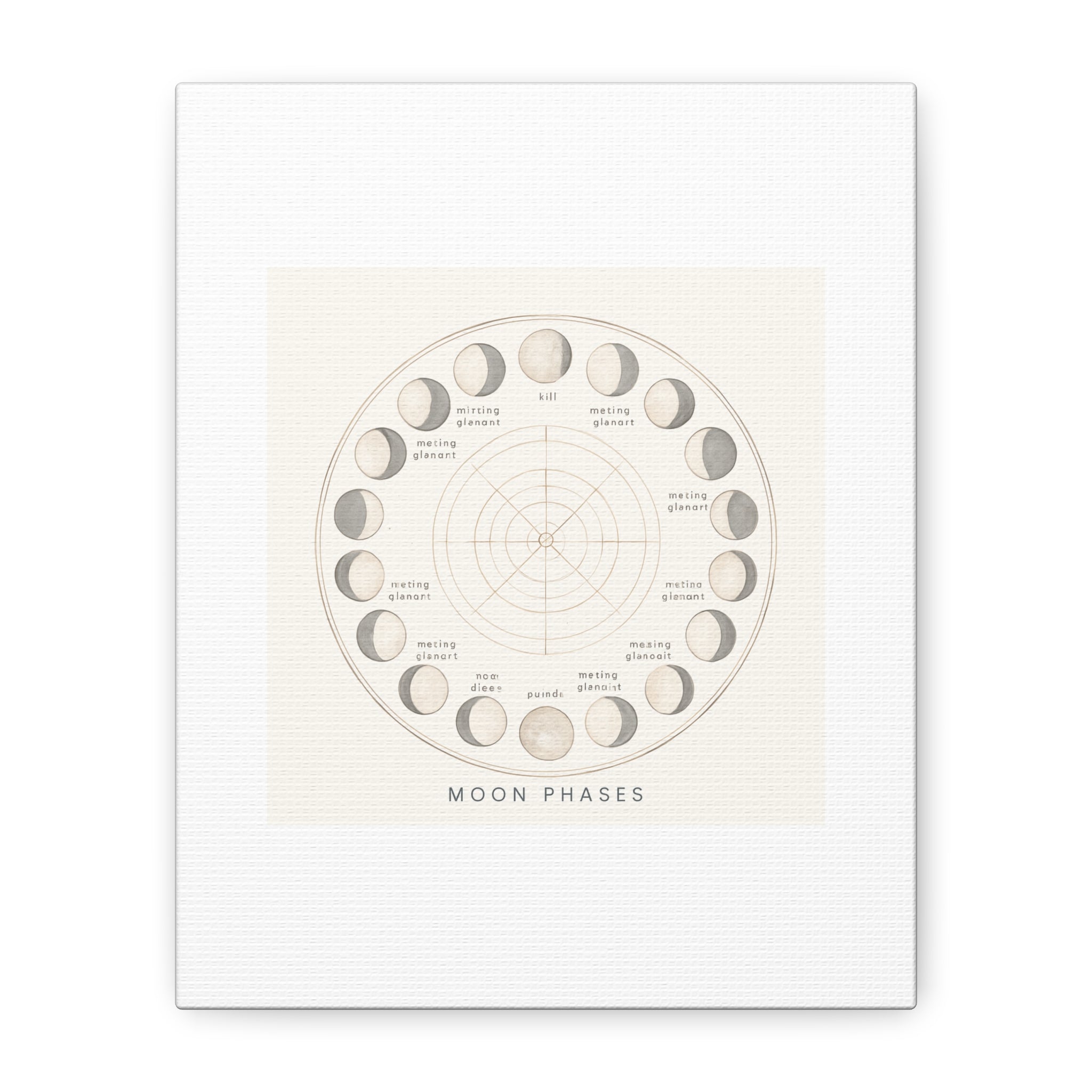 Moon Phases Canvas Print — Neutral Lunar Cycle Wall Art