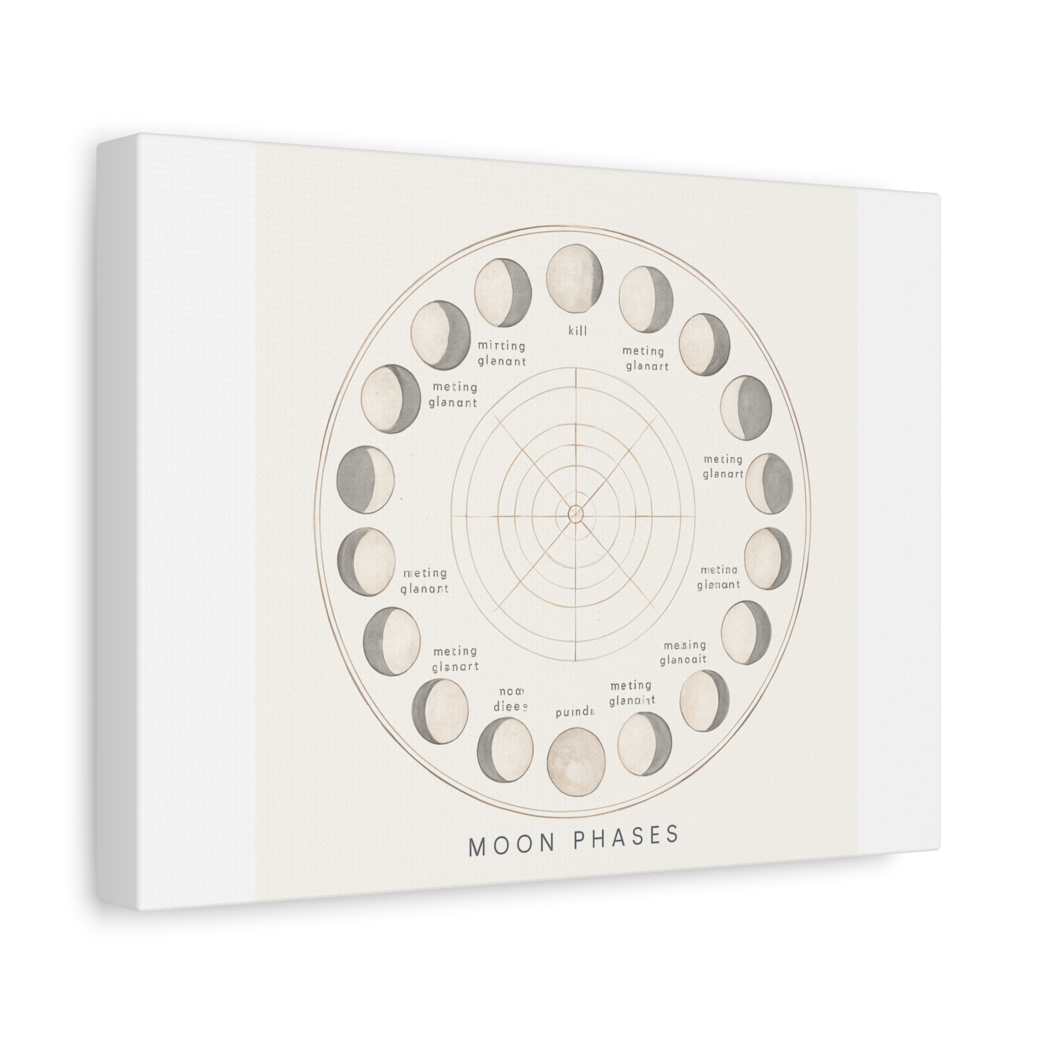 Moon Phases Canvas Print — Neutral Lunar Cycle Wall Art