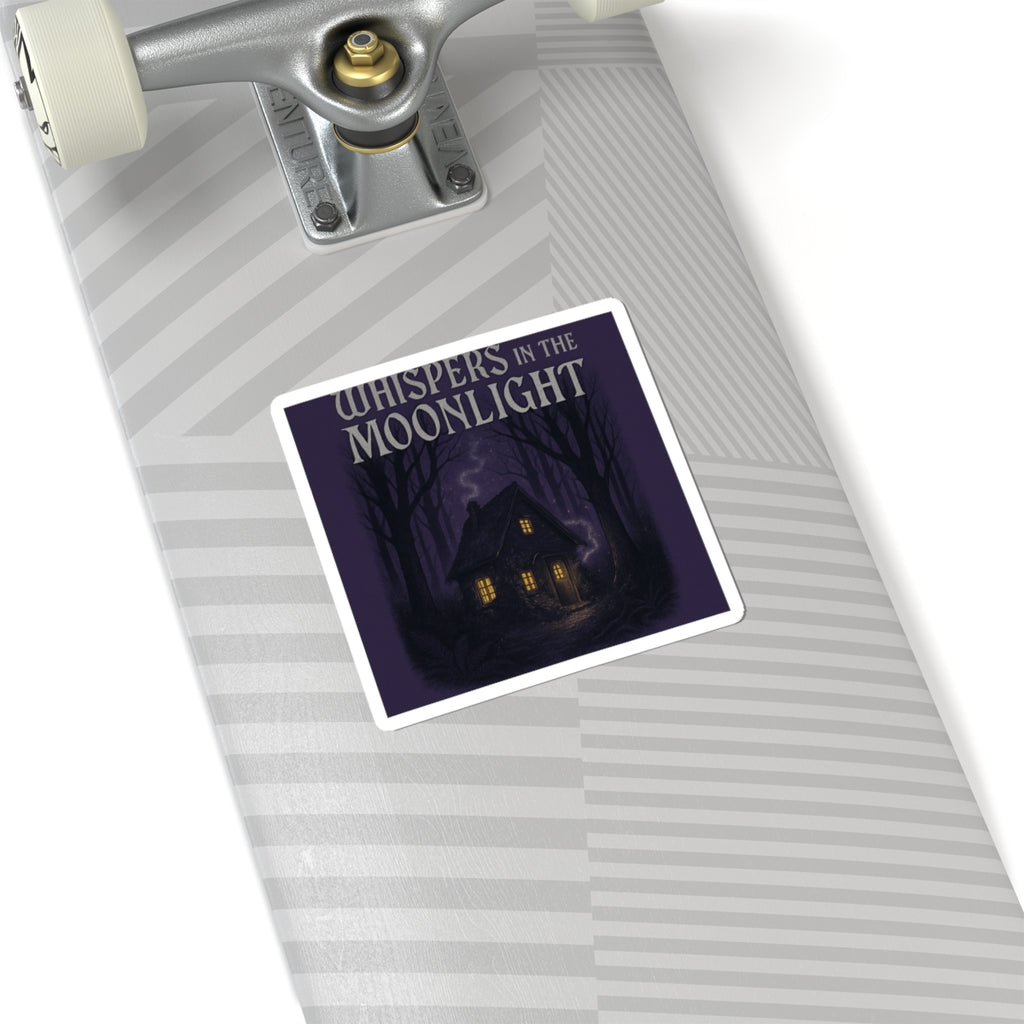 Whispers in the Moonlight Sticker — Haunted Cottage Kiss-Cut Sticker, Gothic Halloween Laptop Decal
