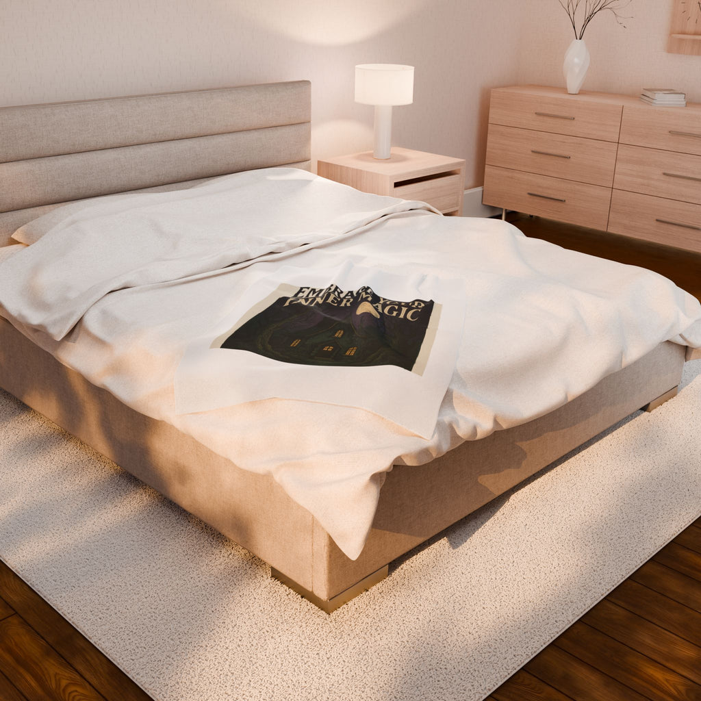 Velveteen Plush Blanket — "Embrace Your Inner Magic" Cottage Moonlight Throw