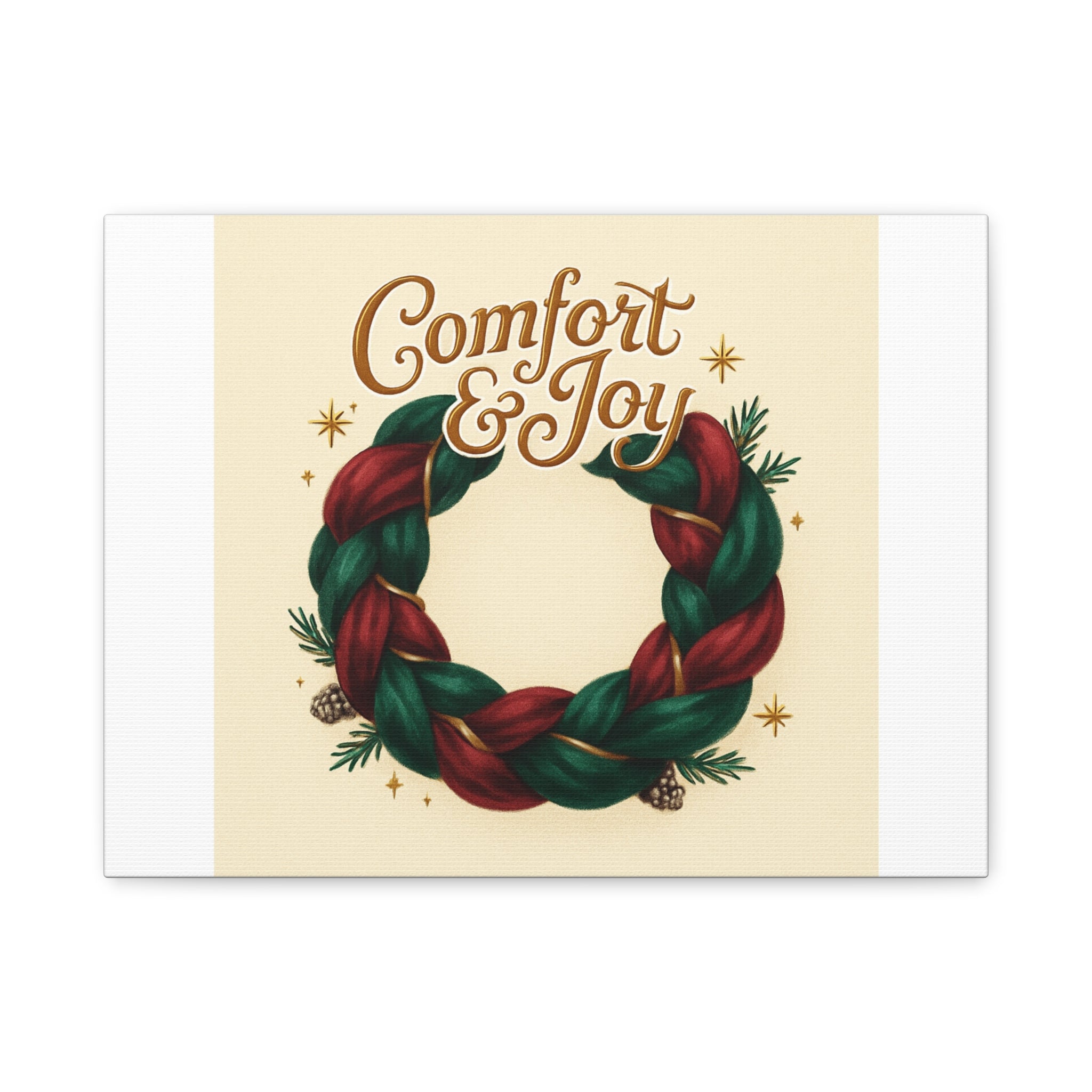 Christmas Wreath Canvas - "Comfort & Joy" Holiday Wall Art
