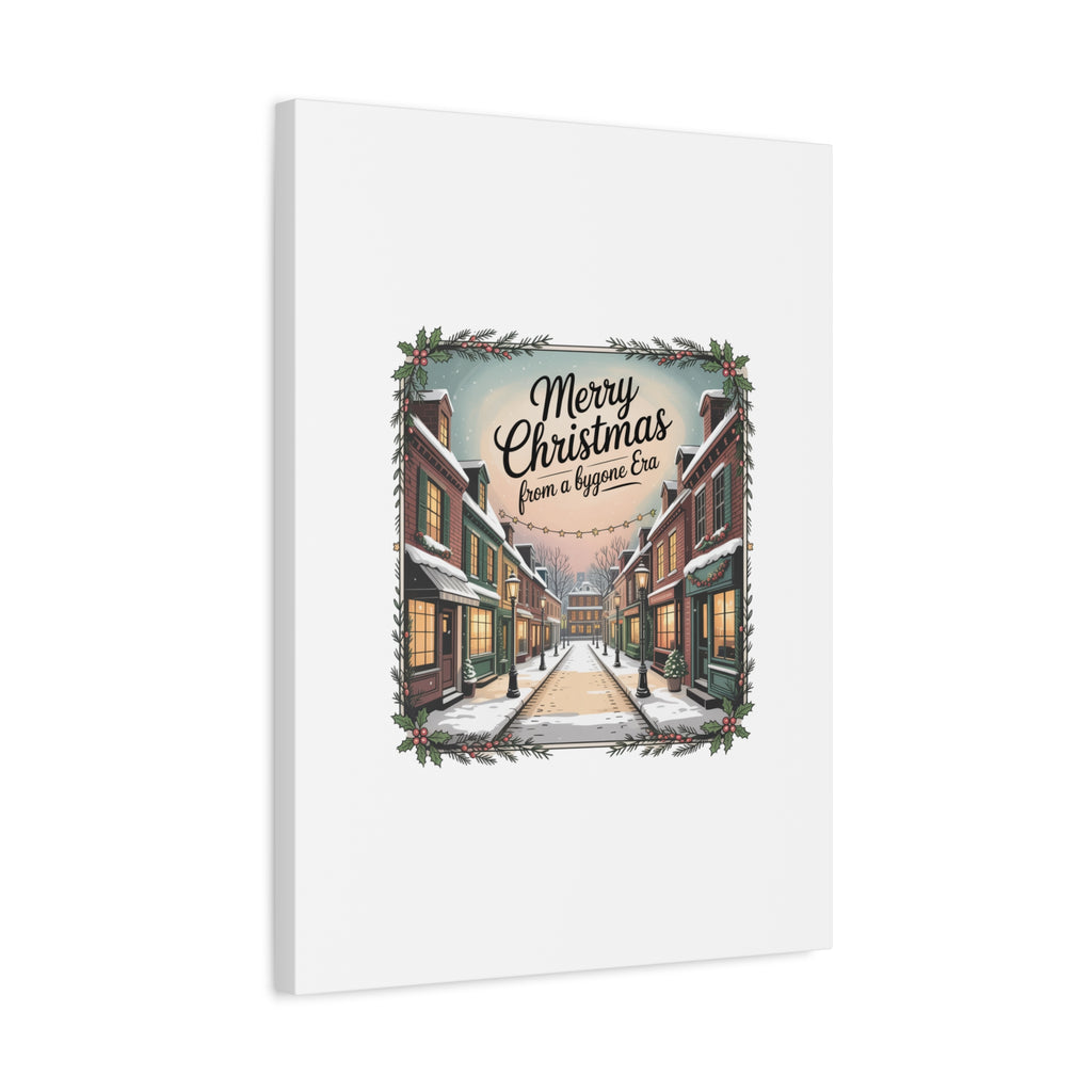 Merry Christmas Vintage Postcard Canvas | Retro Holiday Card Design