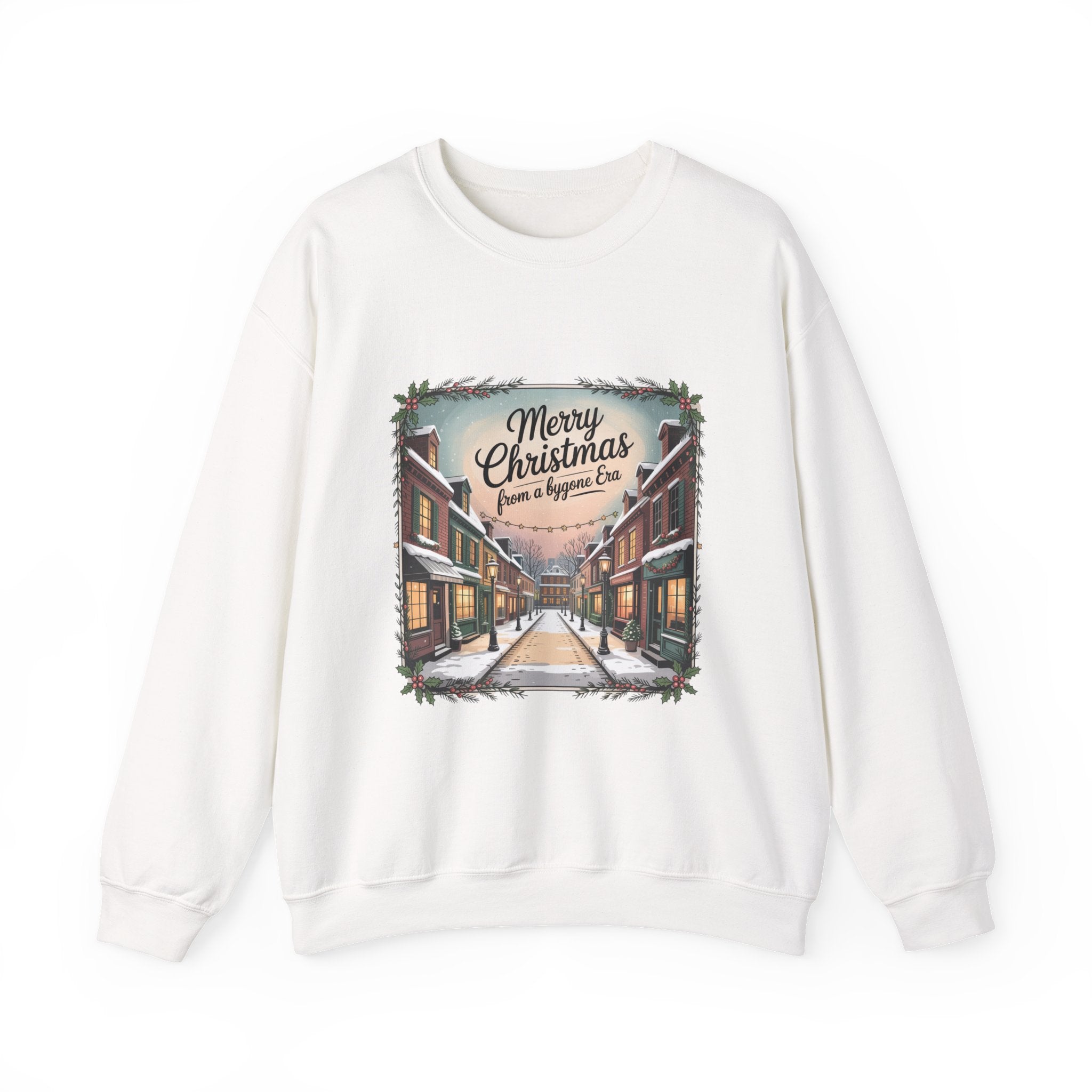 Vintage Christmas Postcard Sweatshirt | retro holiday card design, sepia holiday