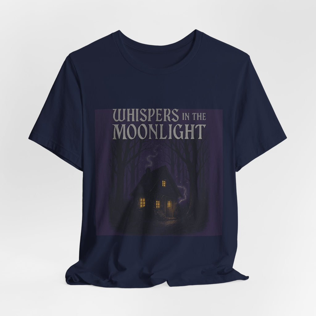Whispers in the Moonlight Tee — Haunted Cabin Night Graphic T-Shirt