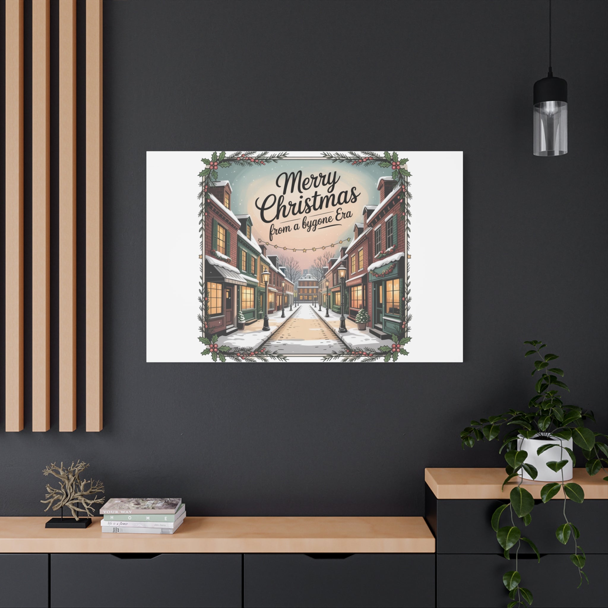 Merry Christmas Vintage Postcard Canvas | Retro Holiday Card Design