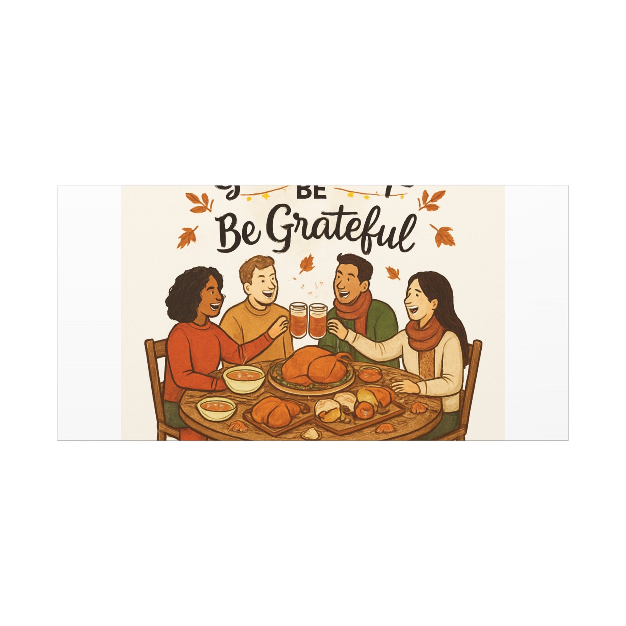 Gather, Sip, Be Grateful Canvas — Thanksgiving Wall Art