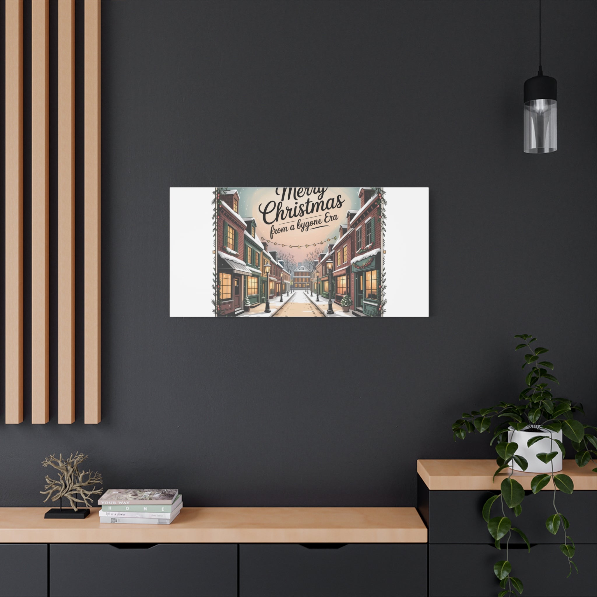 Merry Christmas Vintage Postcard Canvas | Retro Holiday Card Design