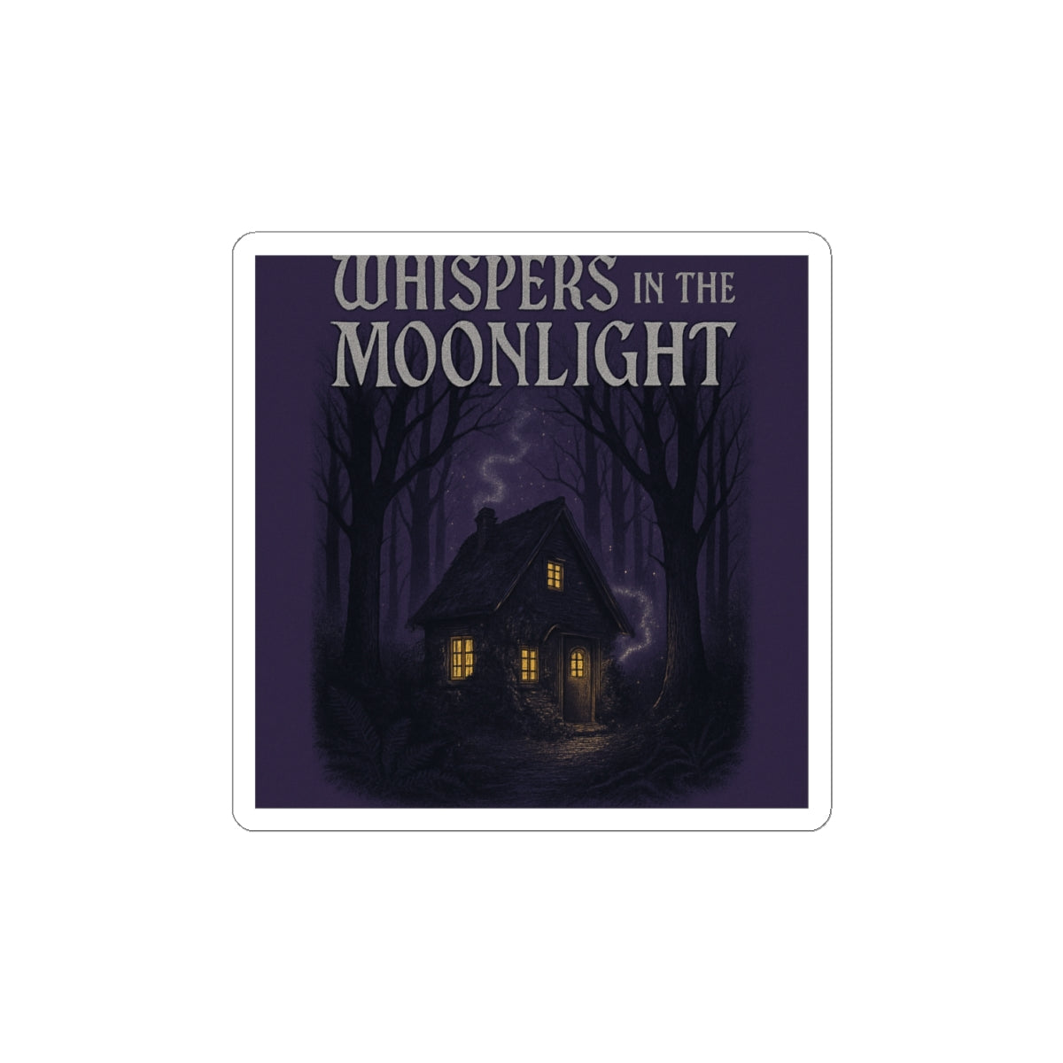 Whispers in the Moonlight Sticker — Haunted Cottage Kiss-Cut Sticker, Gothic Halloween Laptop Decal