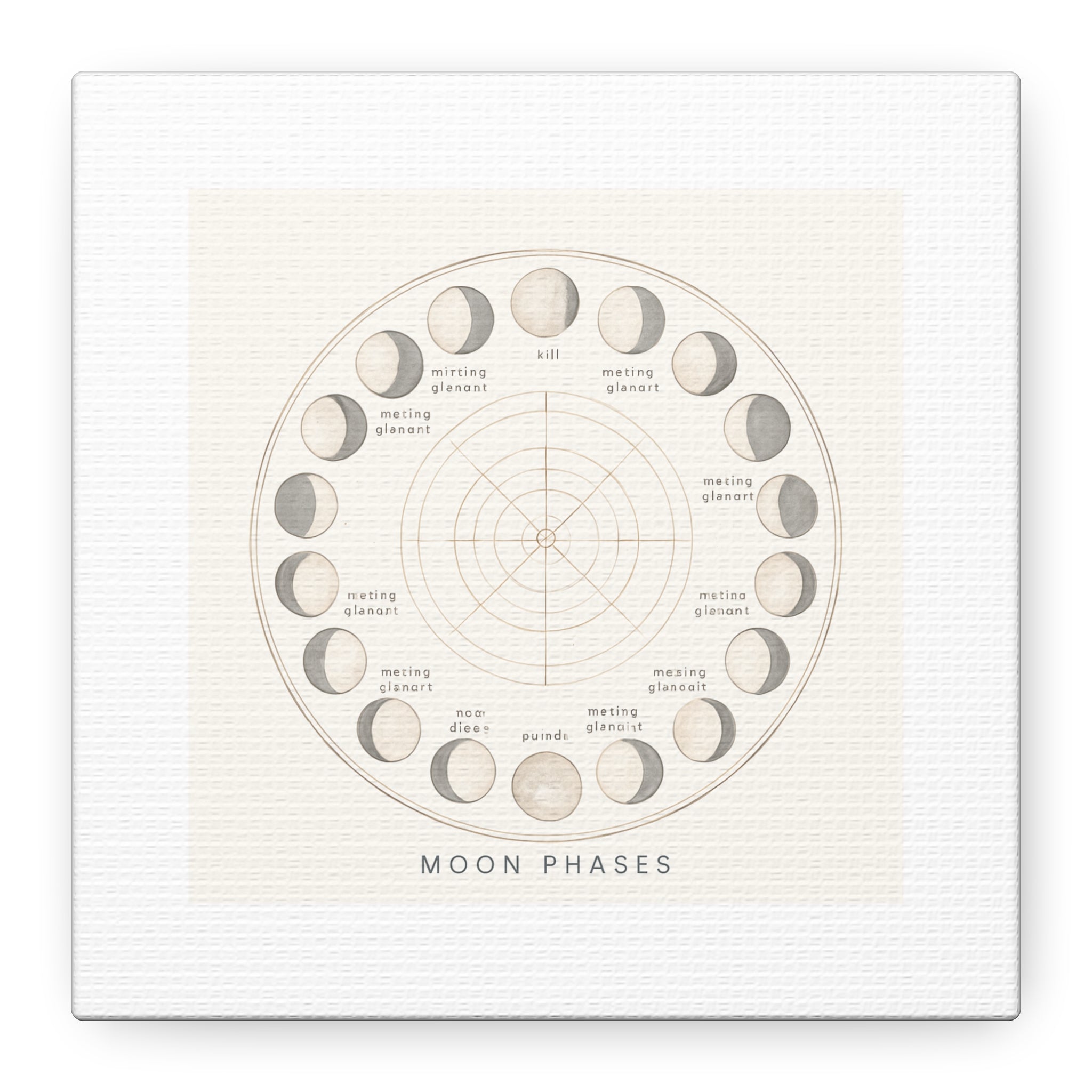 Moon Phases Canvas Print — Neutral Lunar Cycle Wall Art