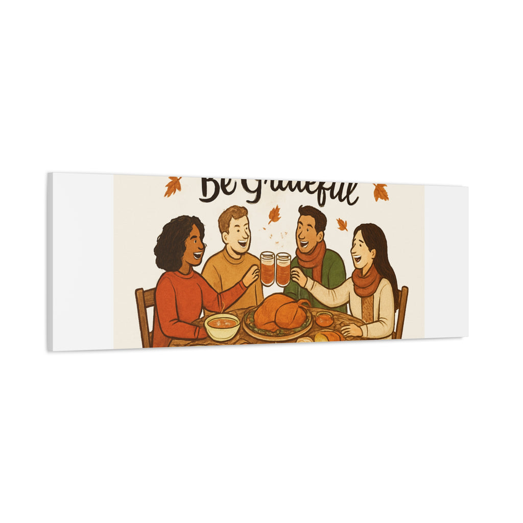 Gather, Sip, Be Grateful Canvas — Thanksgiving Wall Art